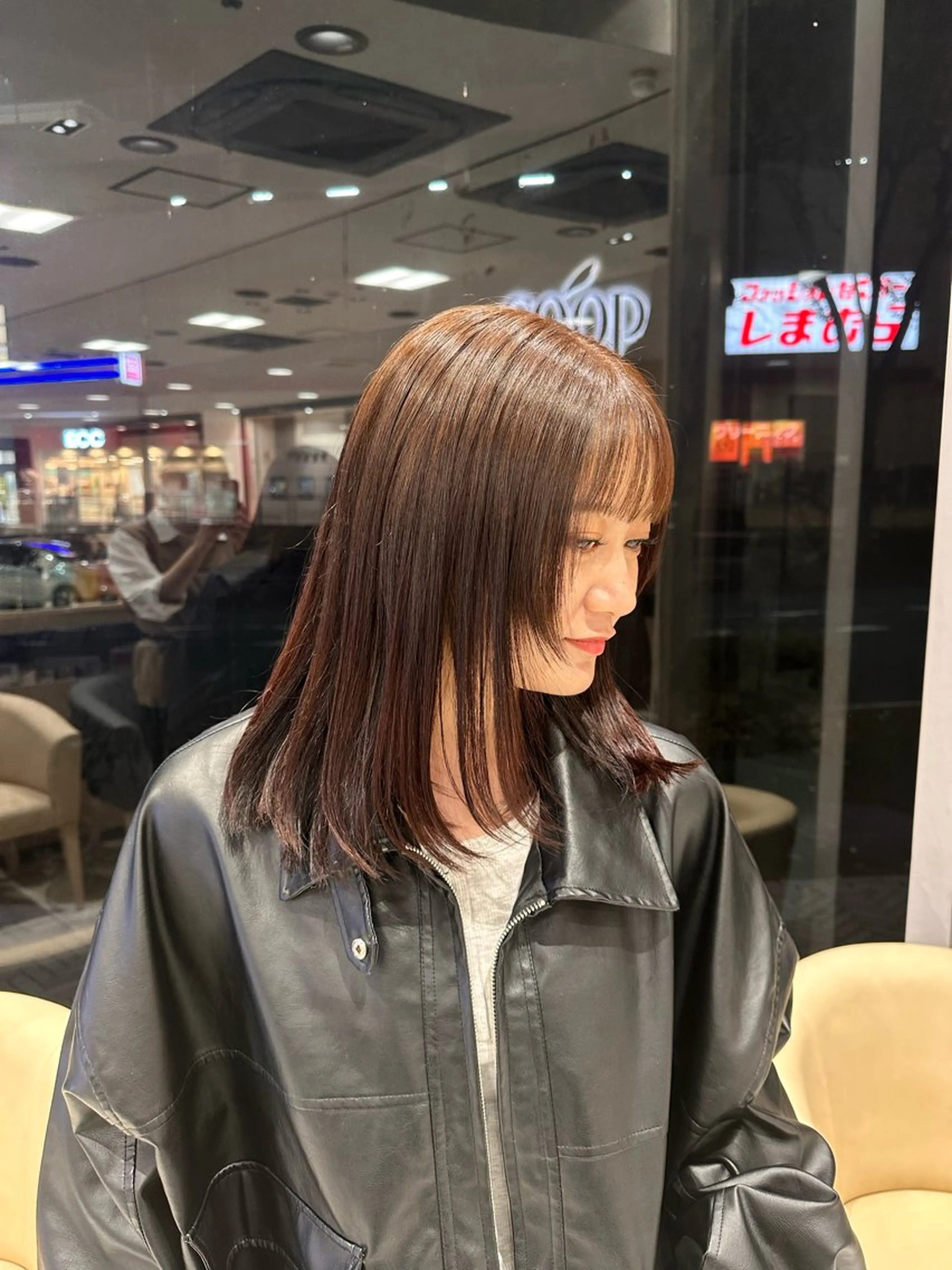 ミディアム カラー ブラウンカラー ピンクカラー ヘアカラー トリートメント クロスパーマ/うる艶 カラー/Kurumiのヘアスタイル