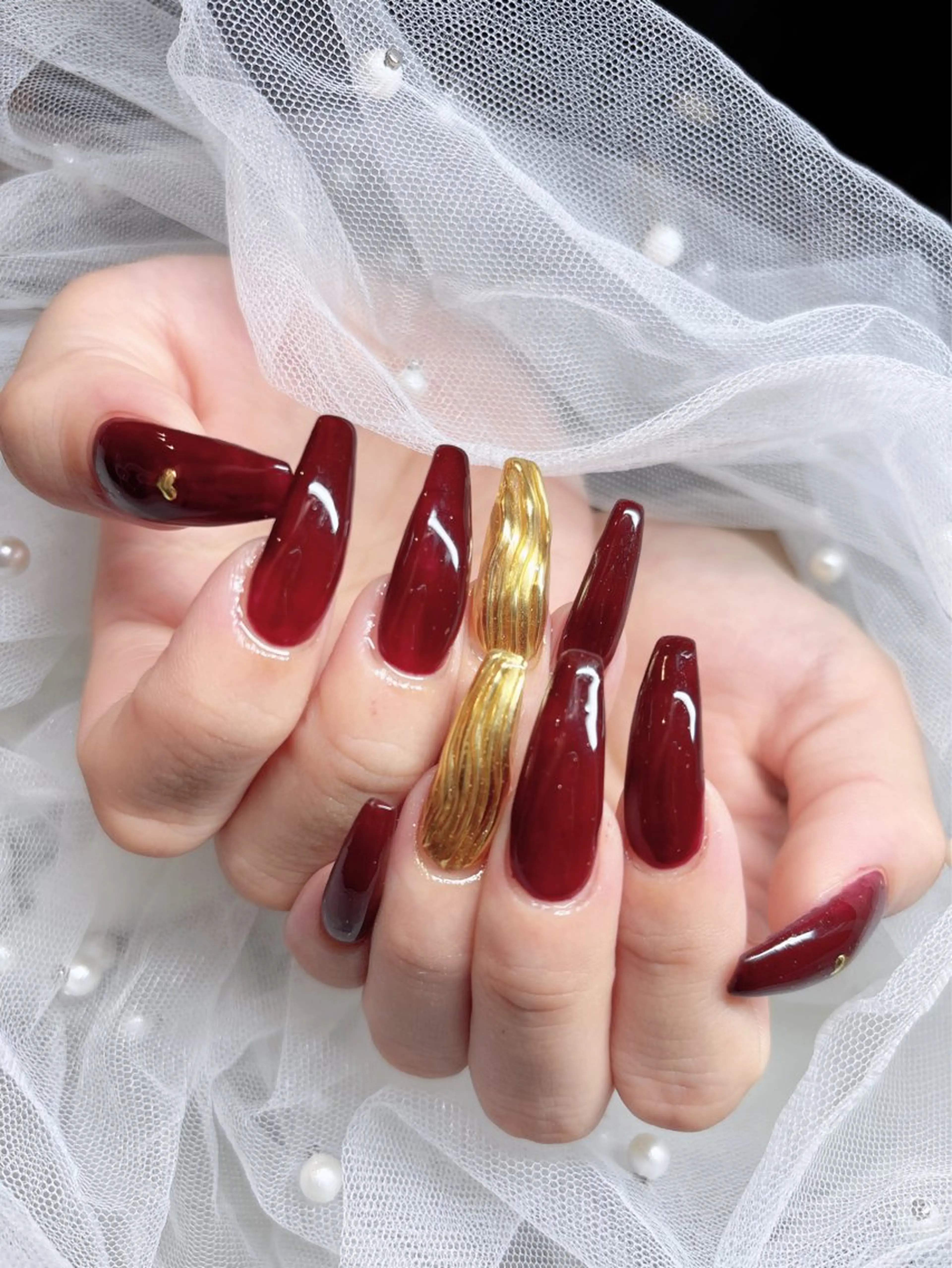 ネイル ジェルネイル ロングネイル ピンク ワンホンネイル ハンドネイル happiness nailのネイルデザイン
