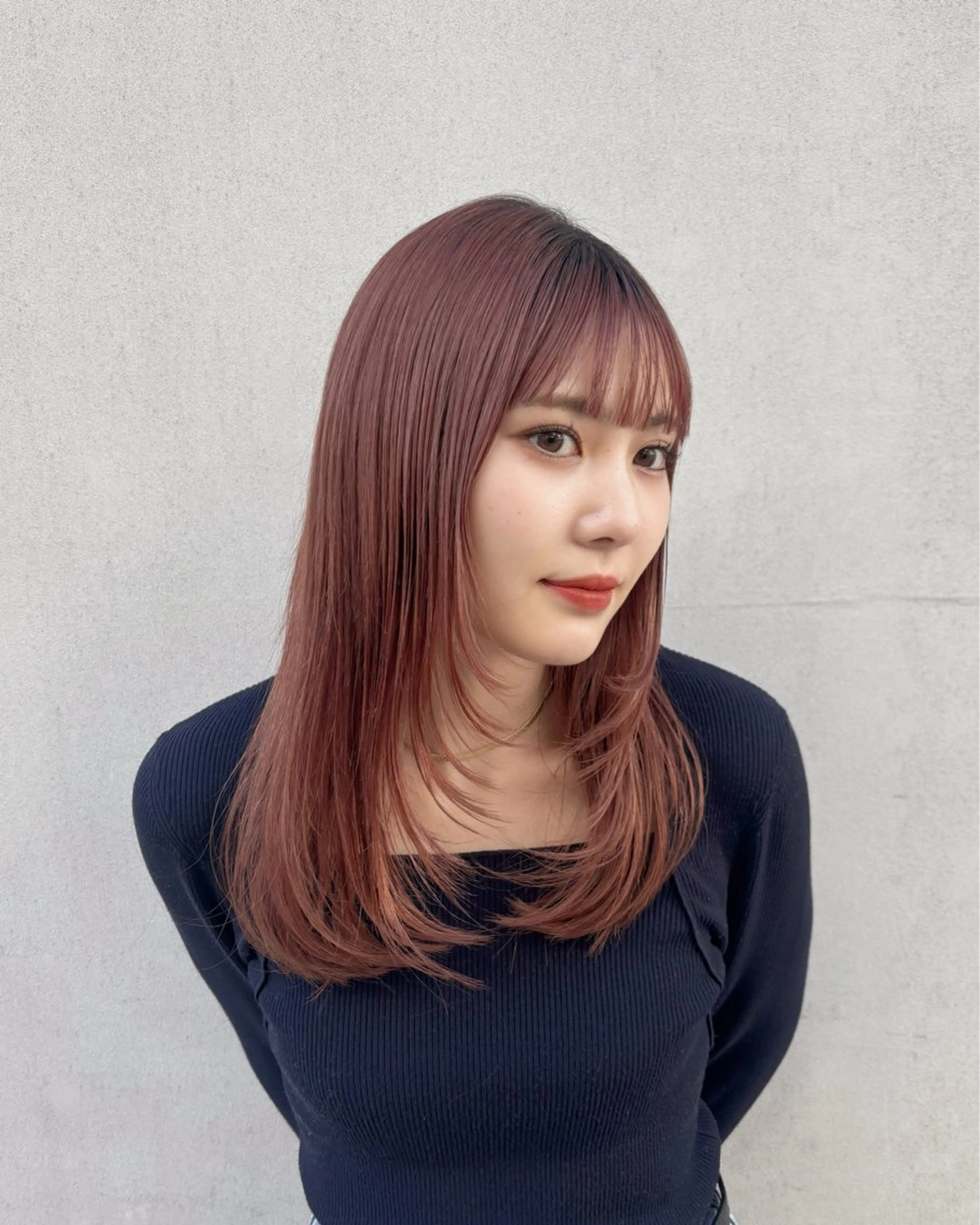ミディアム レイヤーカット 似合わせカット 小顔カット カット レイヤー×透明感 ヘアセット/ミサトのヘアスタイル