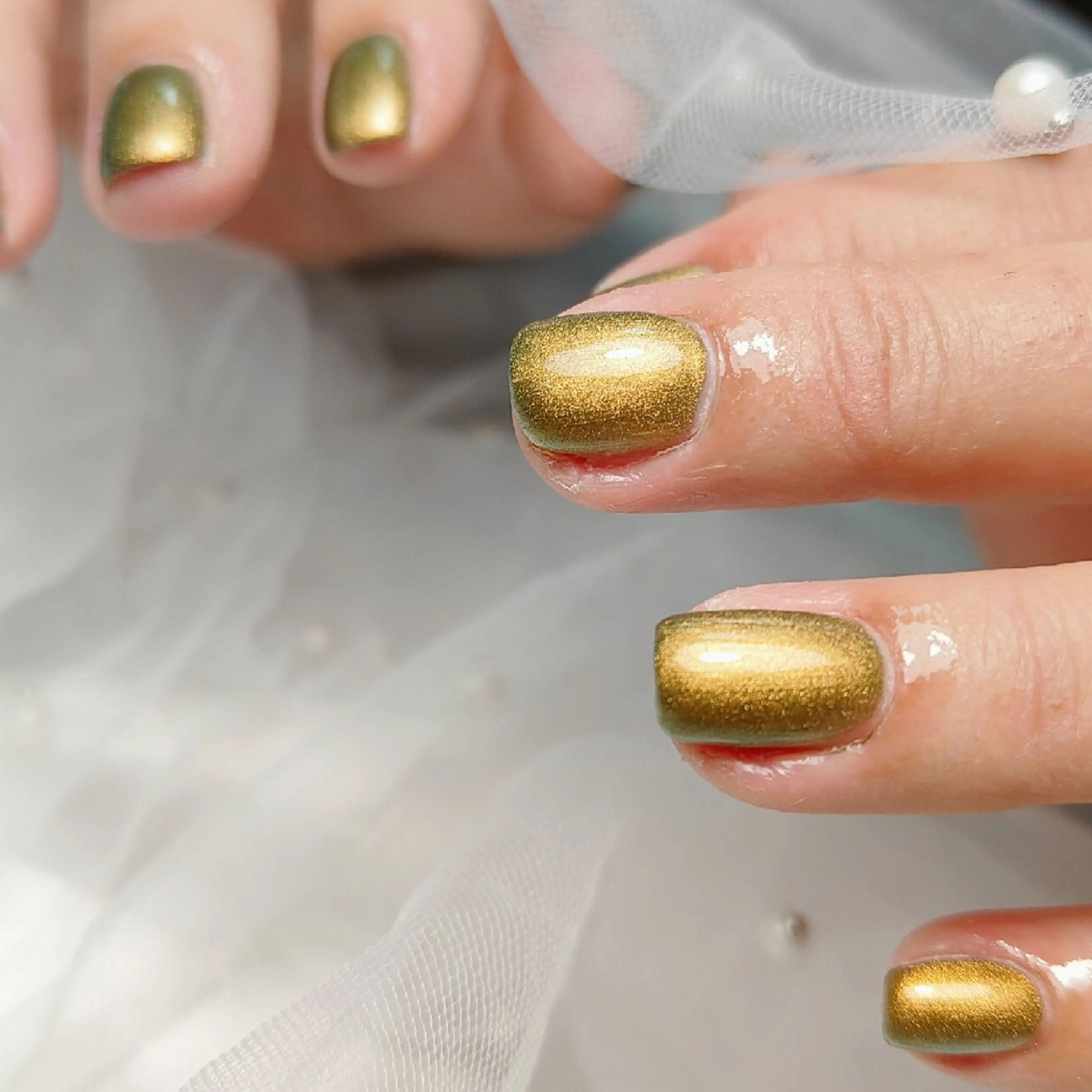 ネイル ゴールド ラメ(グリッター) ハンドネイル CLEAR NAILのネイルデザイン