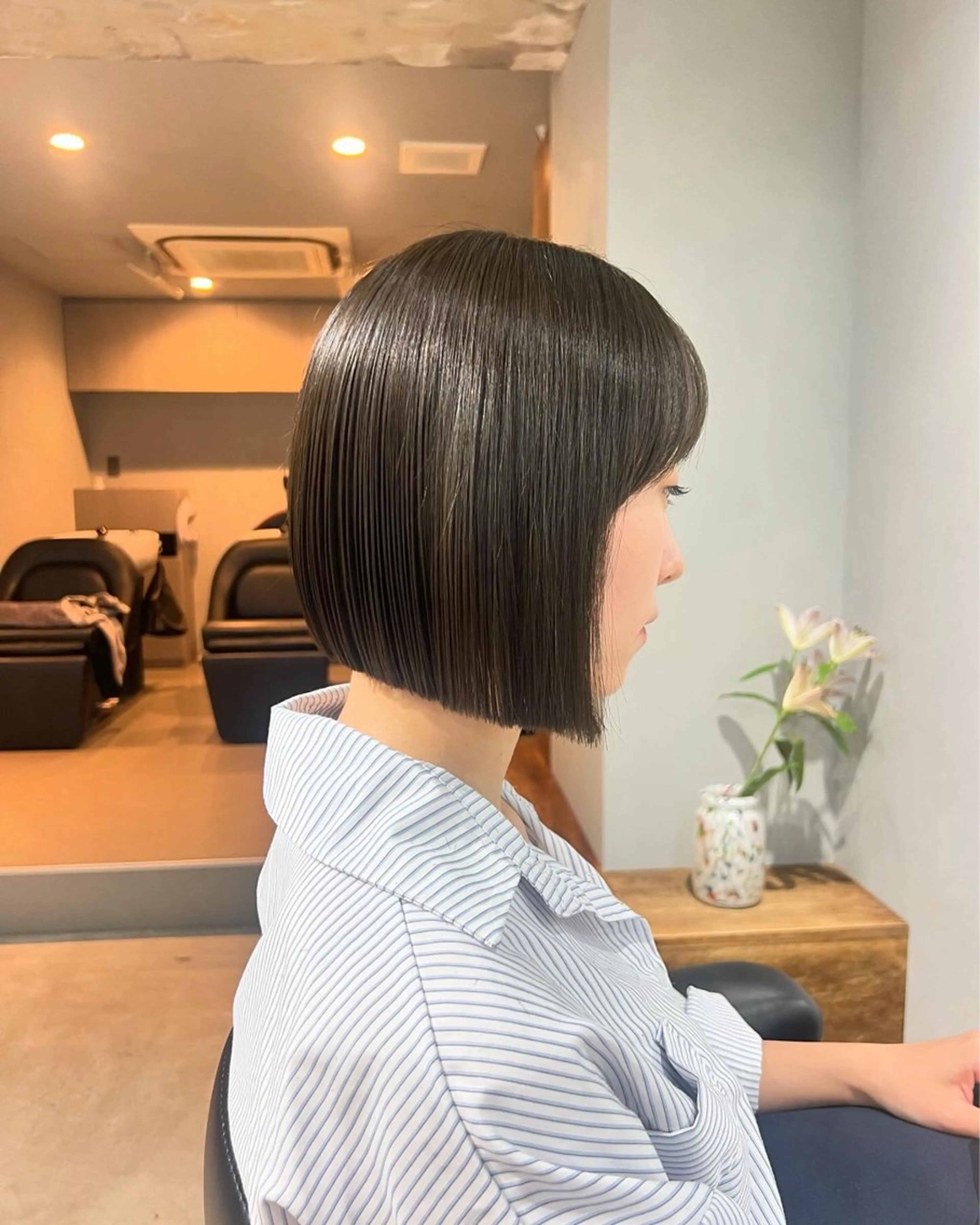 ミディアム カラー ヘアカラー トリートメント akane/ボブ /オリーブ/ブラウンのヘアスタイル