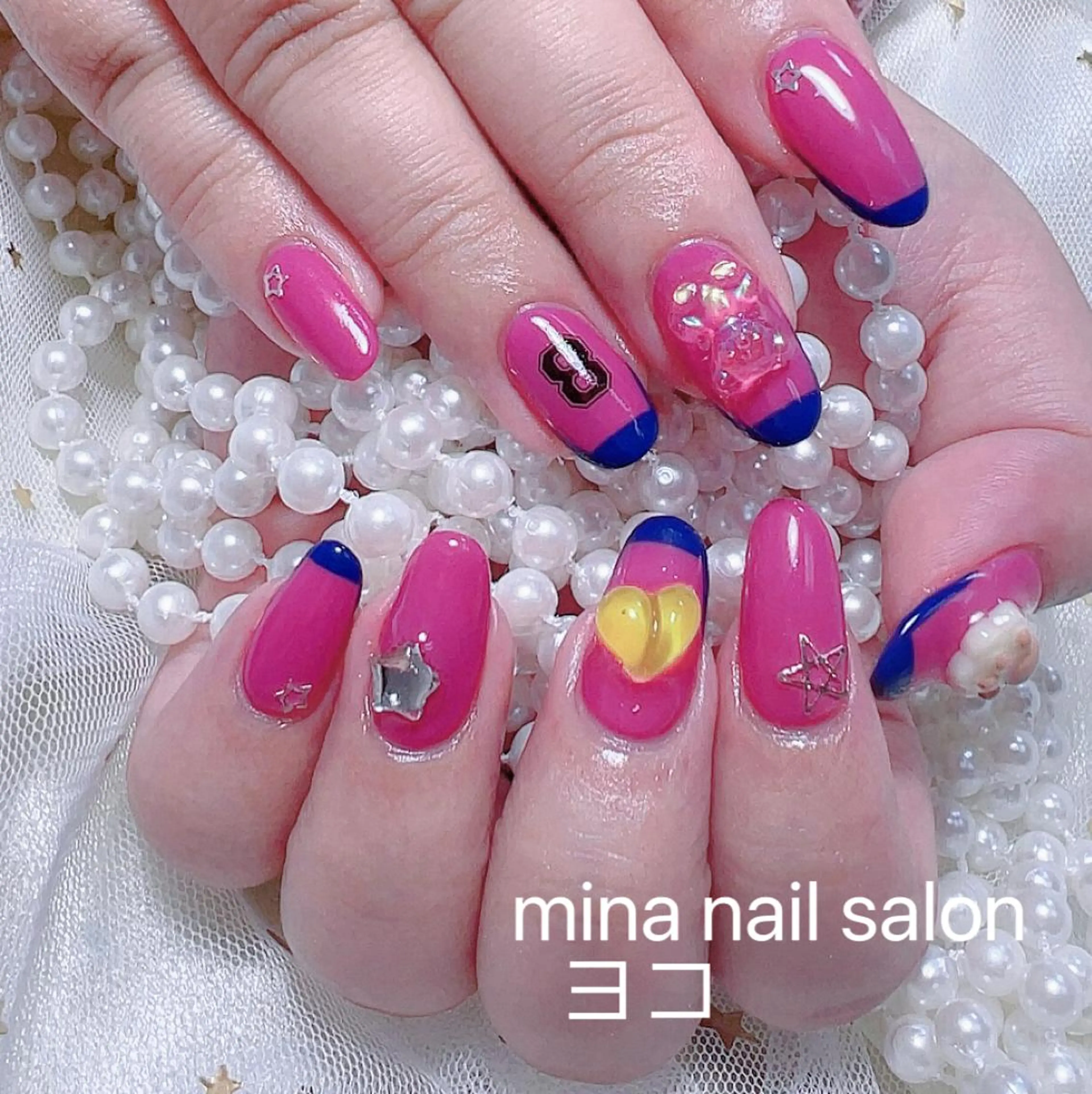 Hand🌟ソフトジェルオフ無料ケア込み🌟持ち込みデザインアートパーツ7本の写真