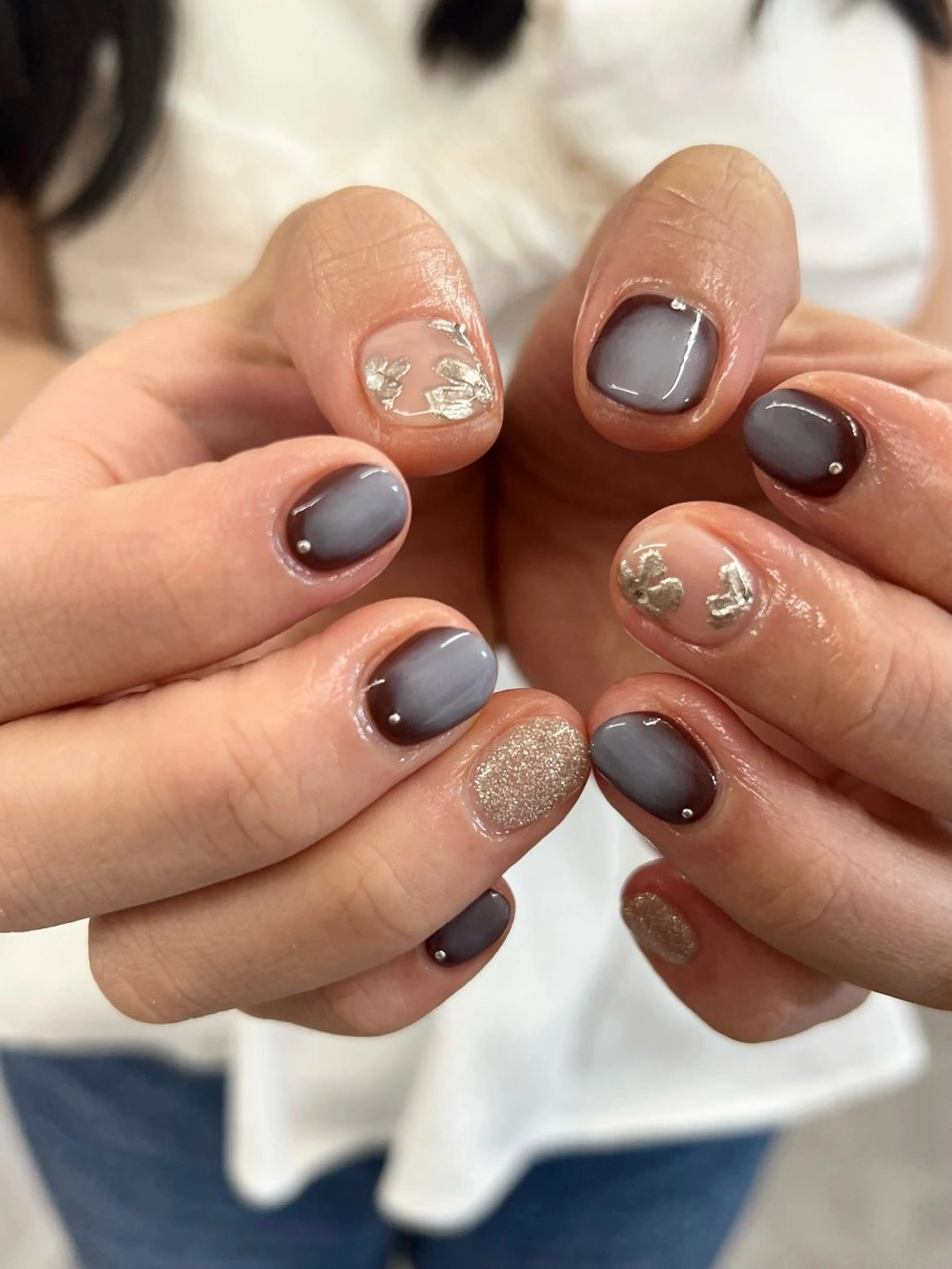 ネイル ジェルネイル グラデーション マグネットネイル ニュアンスネイル パラジェル ハンドネイル ハンドケア Bana_ Nailのネイルデザイン