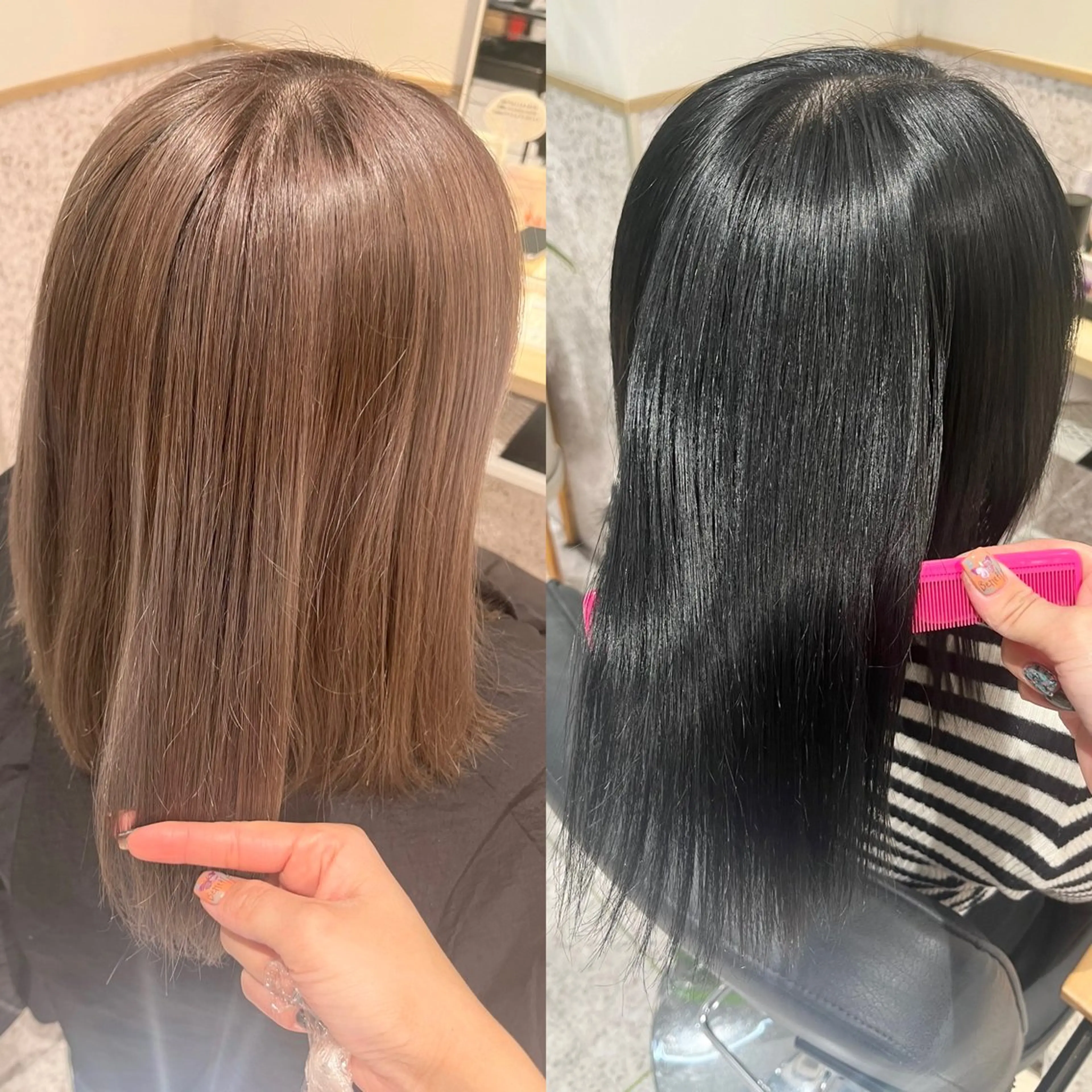ミディアム カラー ミディアムパーマ 透明感カラー ダブルカラー イヤリングカラー ハイライトカラー ヘアカラー 髪質改善&艶カラー/ ほんだあみ (♡)のヘアスタイル