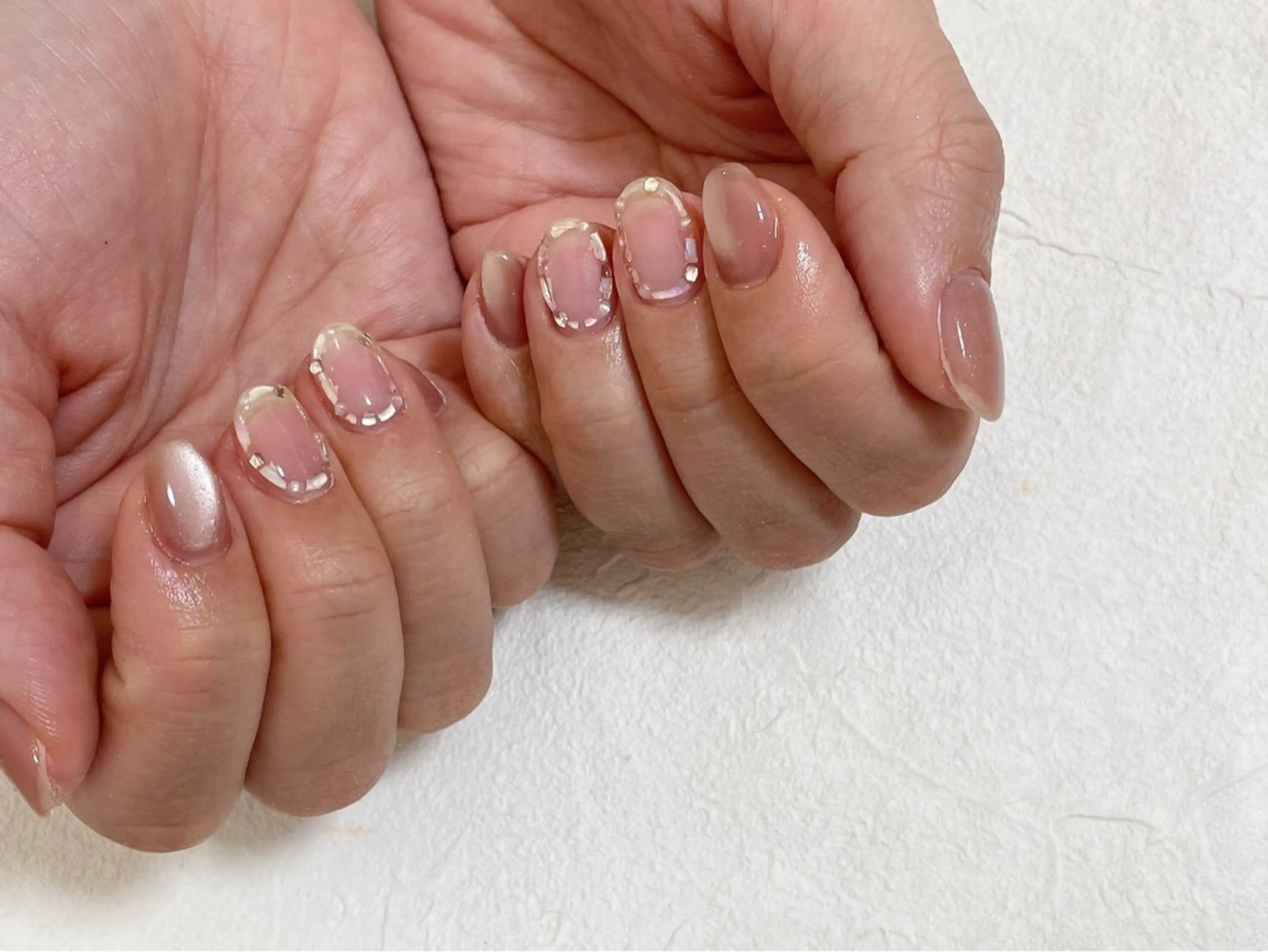 ネイル オーロラネイル フットネイル フレンチネイル ジェルネイル 韓国ネイル Mogu nail 二子玉川のネイルデザイン