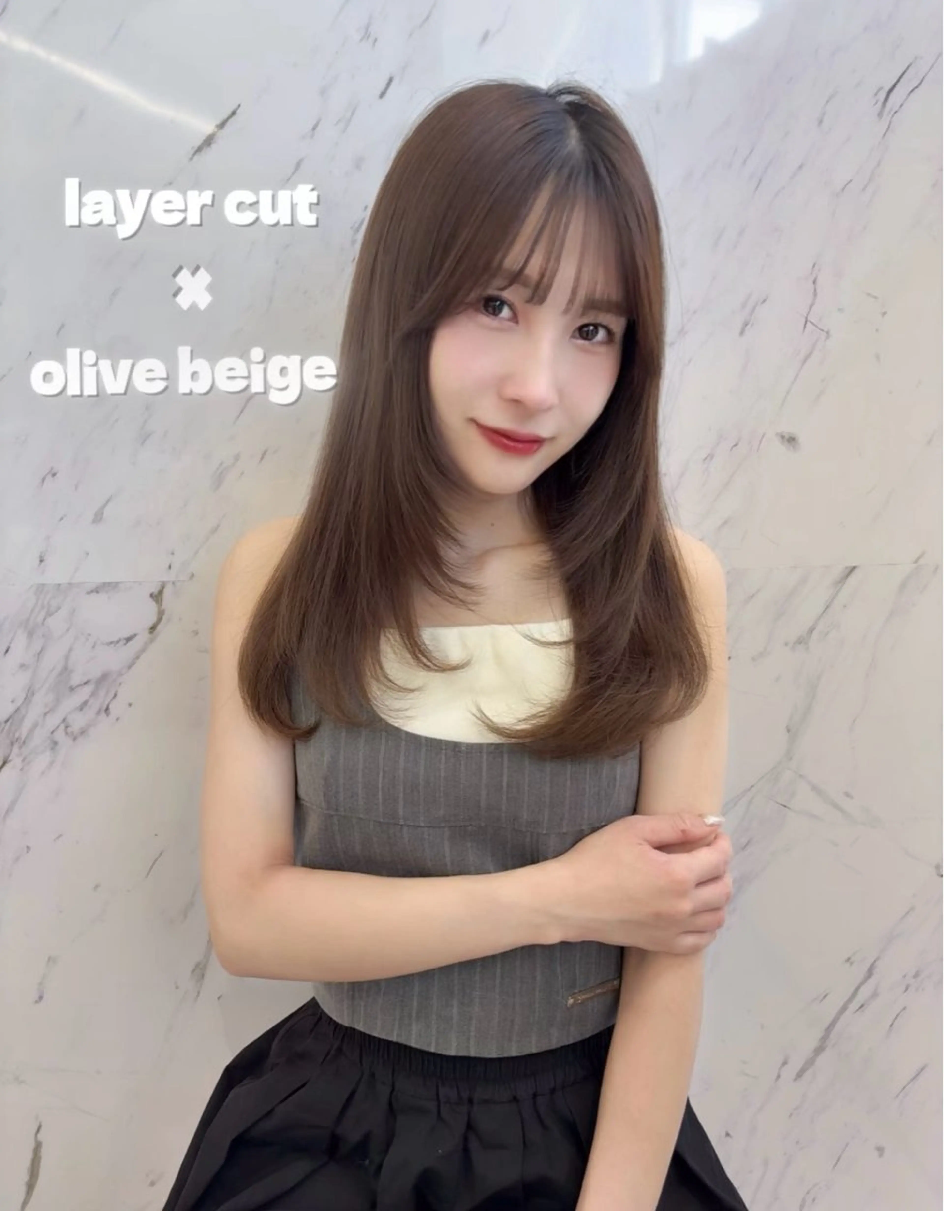 ミディアム ハイレイヤー レイヤーカット ローレイヤー 小顔カット カット Parve Mix/ 平 奈果🎀のヘアスタイル