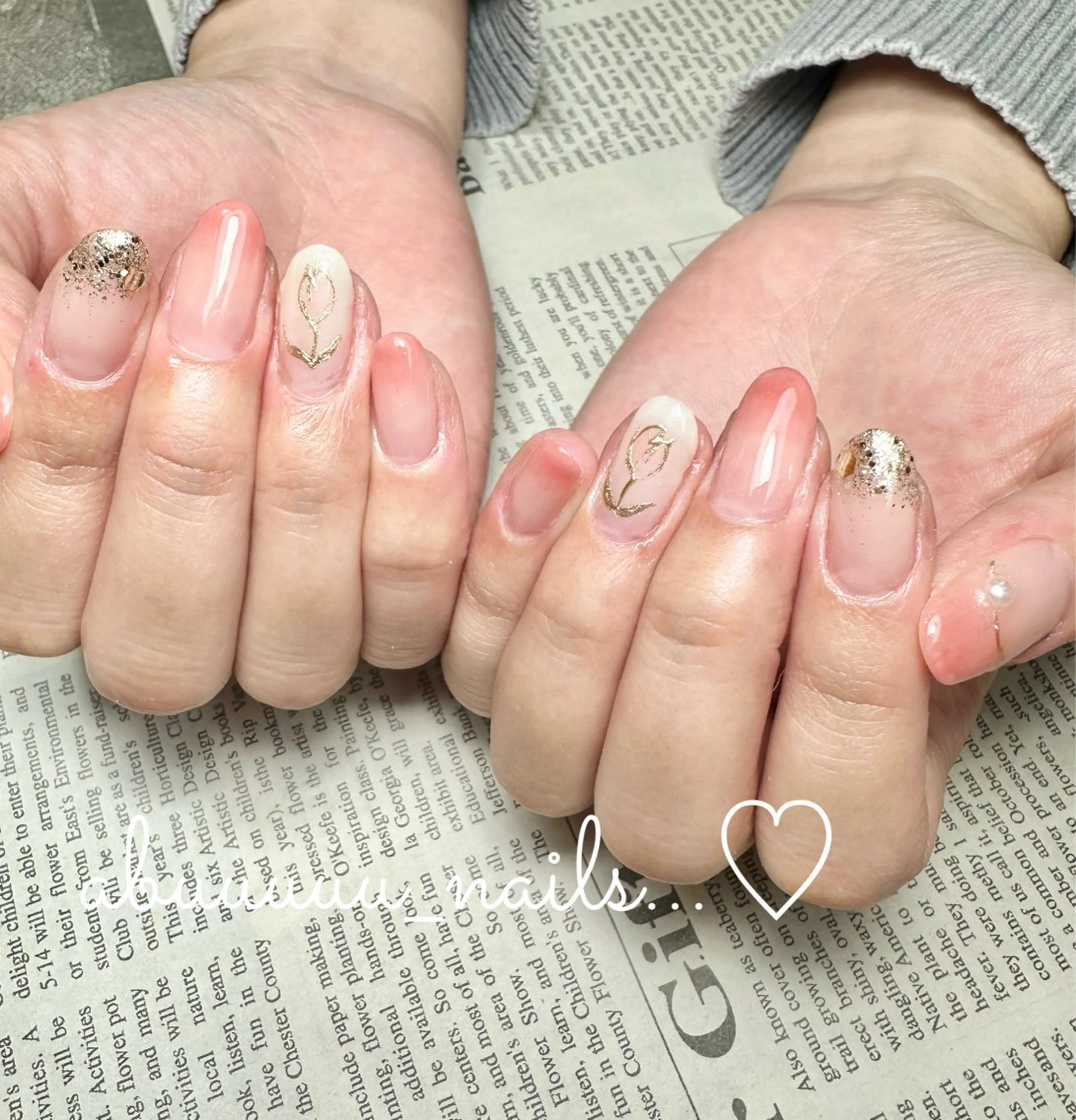 ネイル グラデーション 春ネイル ハンドネイル abuuuuu nailsのネイルデザイン