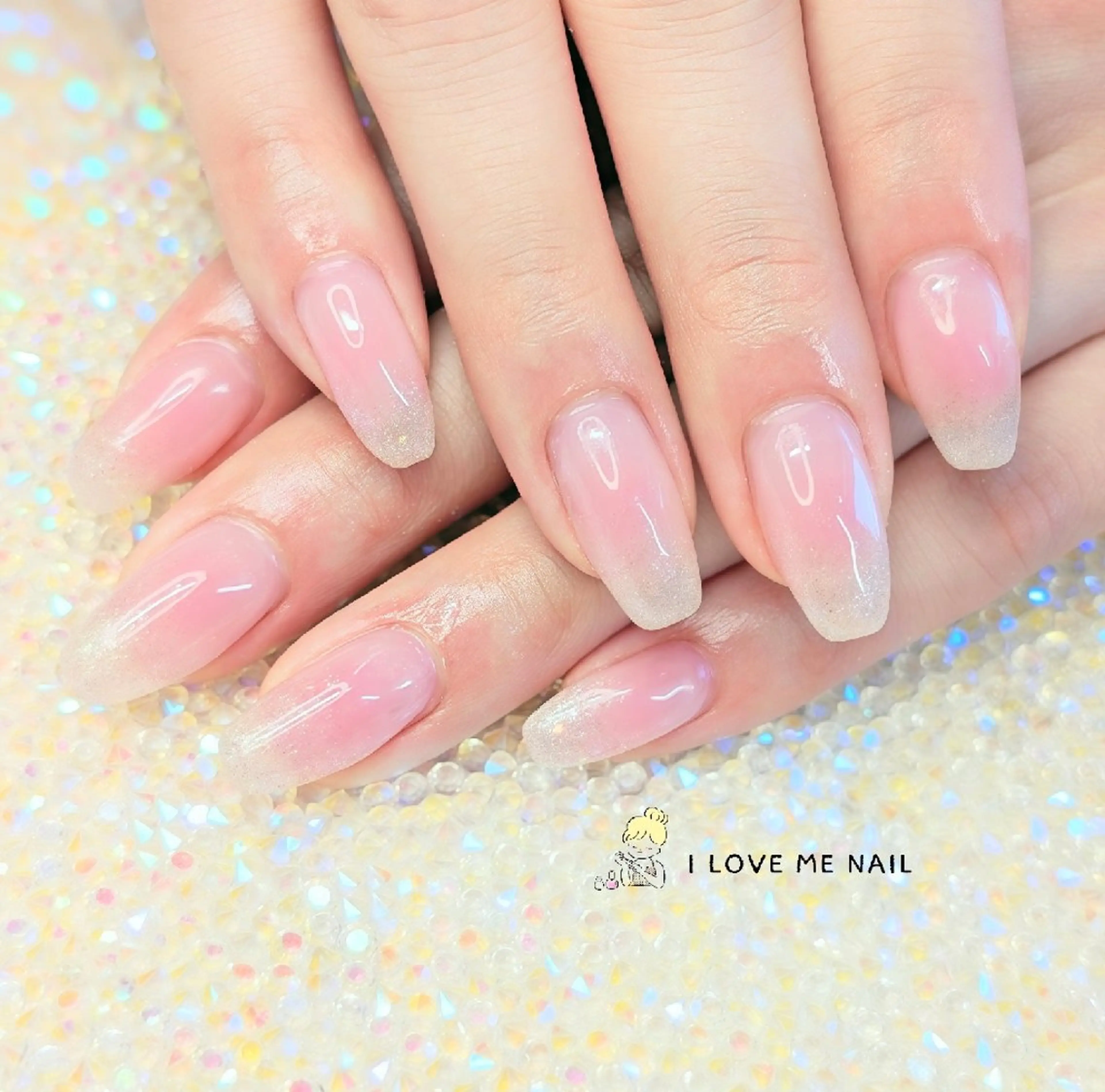 ネイル 長さ出し ハート 韓国ネイル マグネットネイル ニュアンスネイル ハンドネイル I LOVE ME  NAIL.。.:*♡のネイルデザイン