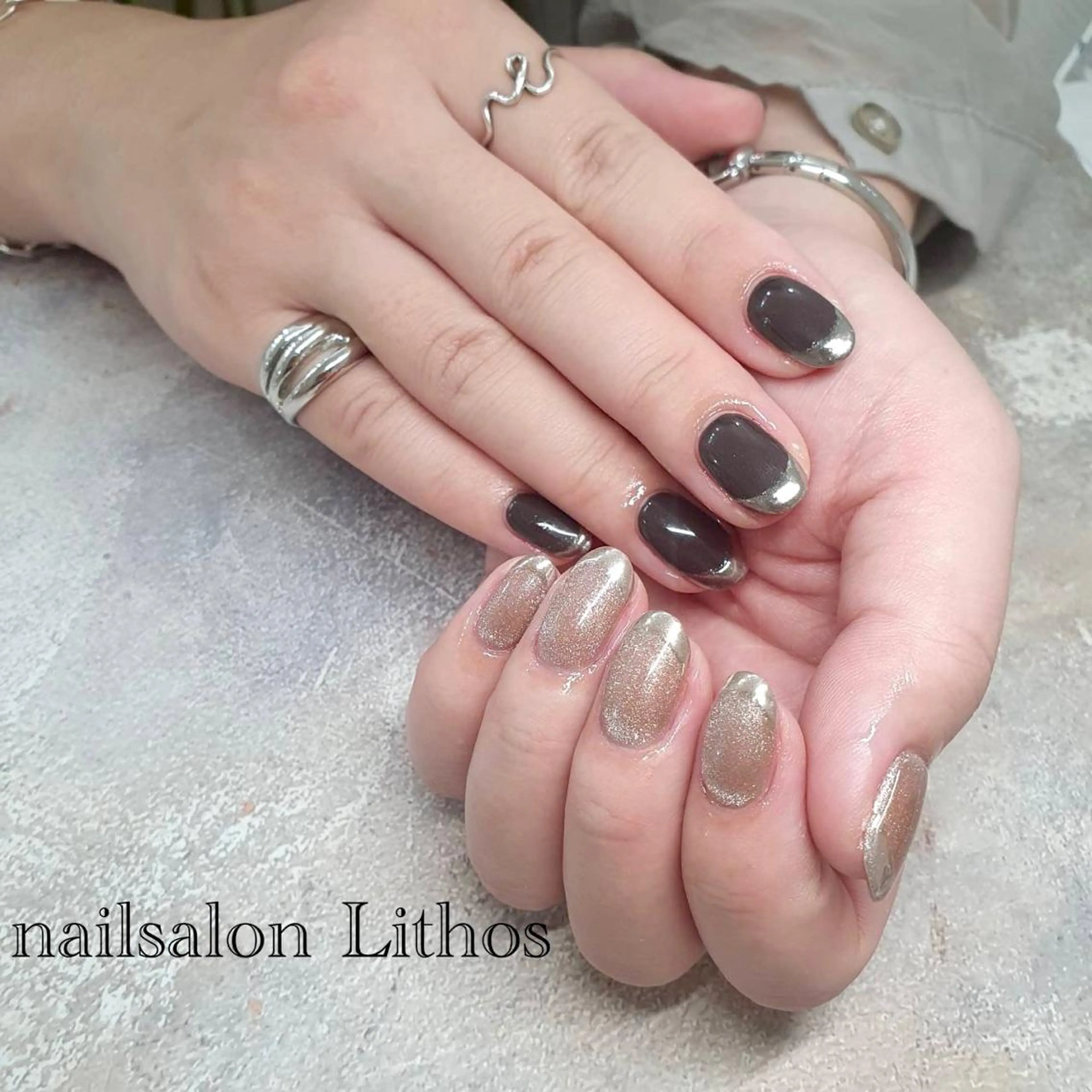 ネイル アートネイル フレンチネイル ジェルネイル キラキラネイル 韓国ネイル ハンドネイル nailsalon Lithos所属・nailsalon Recontreのネイルデザイン