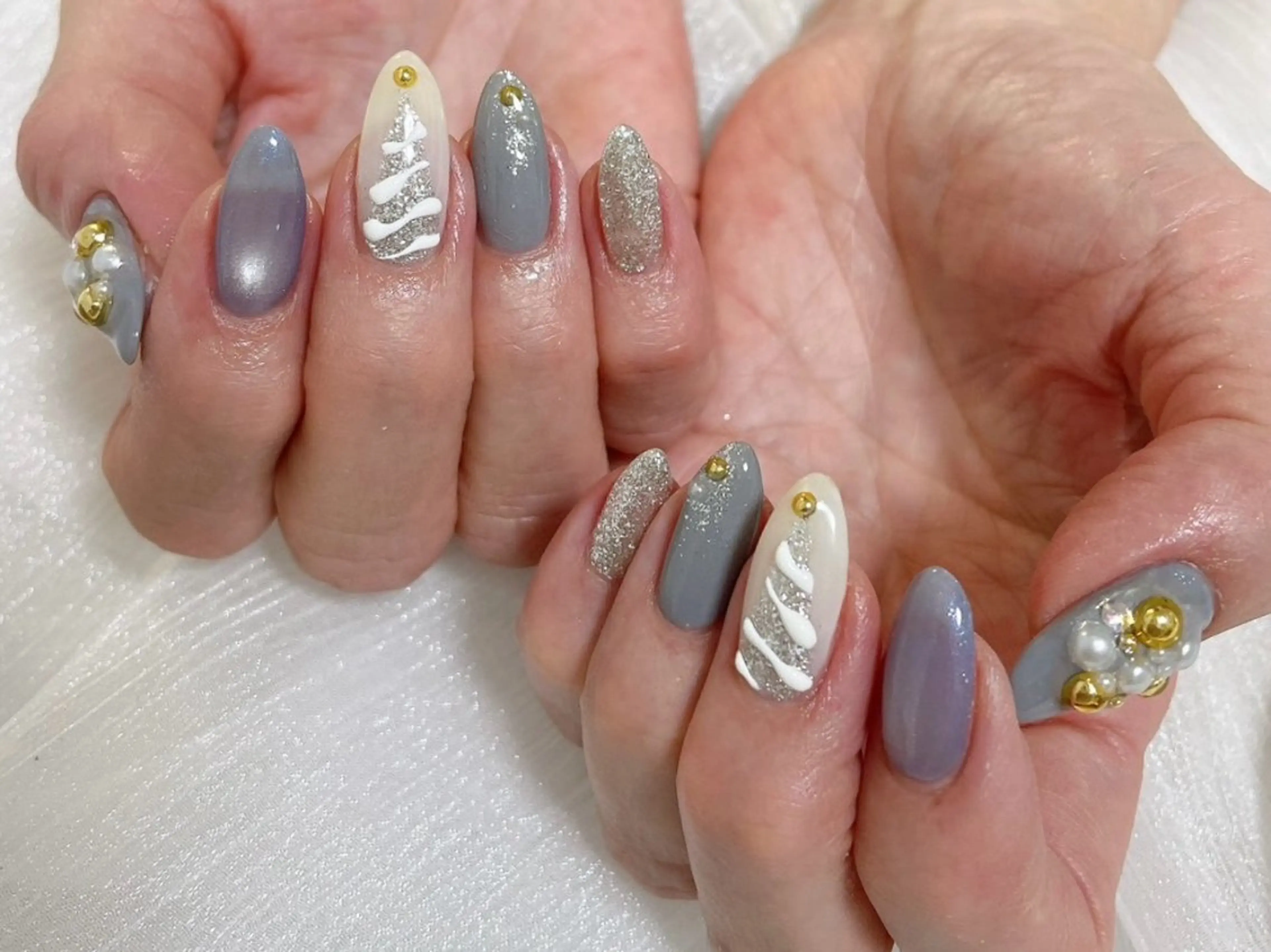 ネイル ジェルネイル パラジェル 冬ネイル クリスマス ハンドネイル kiki nail 二子玉川のネイルデザイン