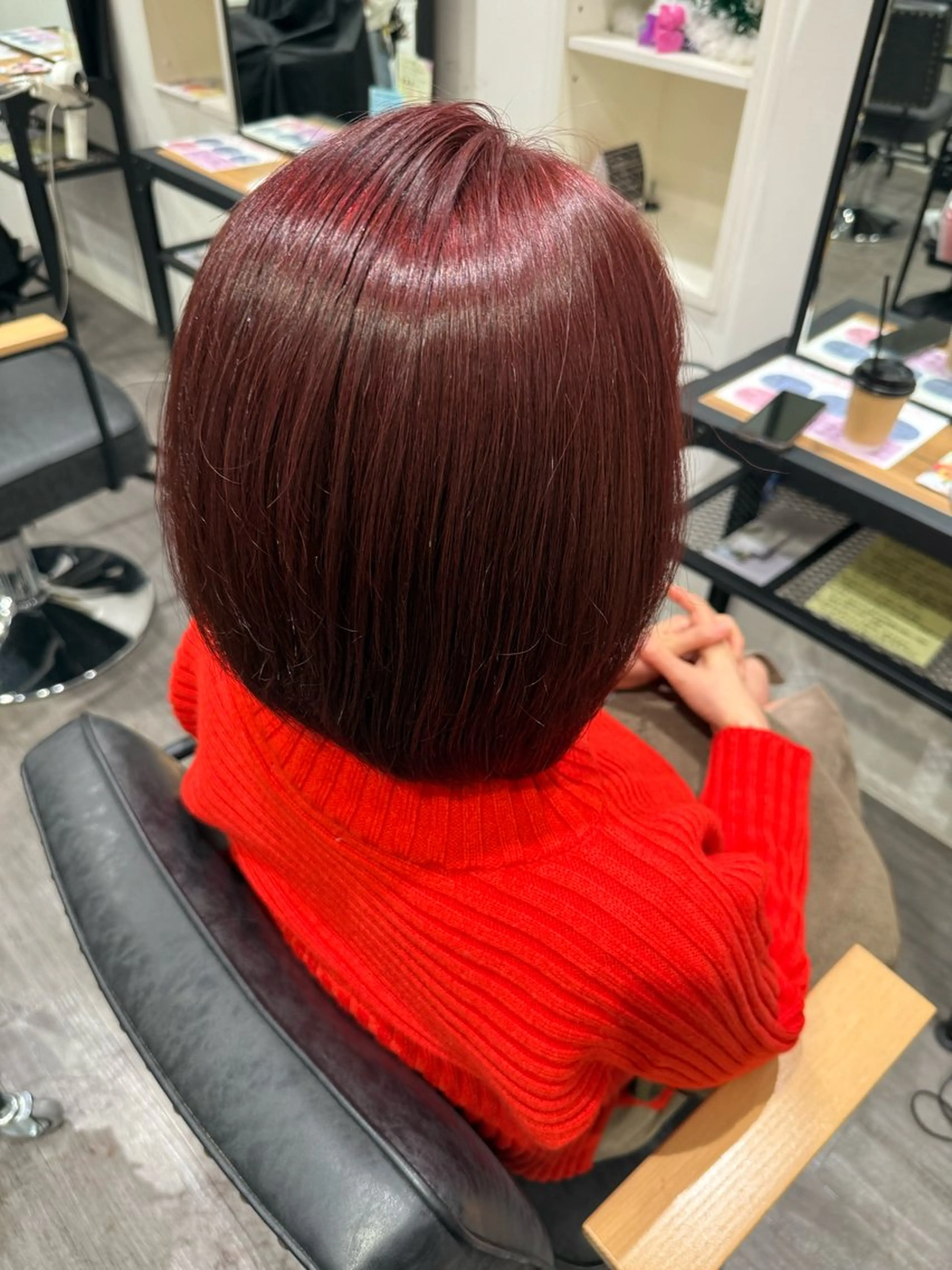 ミディアム カラー ピンクカラー ローズカラー カット ヘアカラー トリートメント 上田 紗也のヘアスタイル