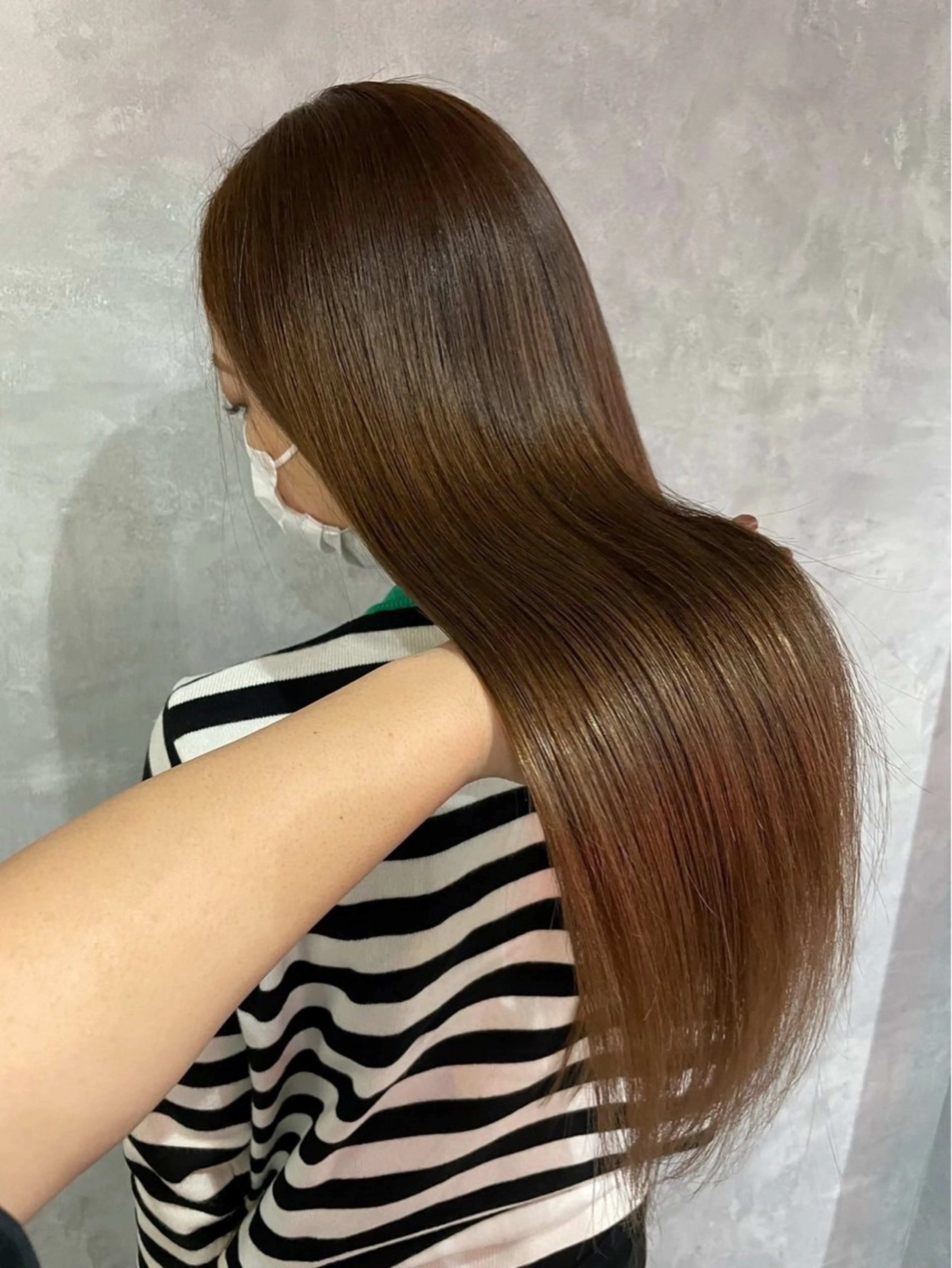 ロング ミストバング ハイライト 髪質改善 ヨシンモリ 韓国風ヘア COEUR❤️ 唯のヘアスタイル