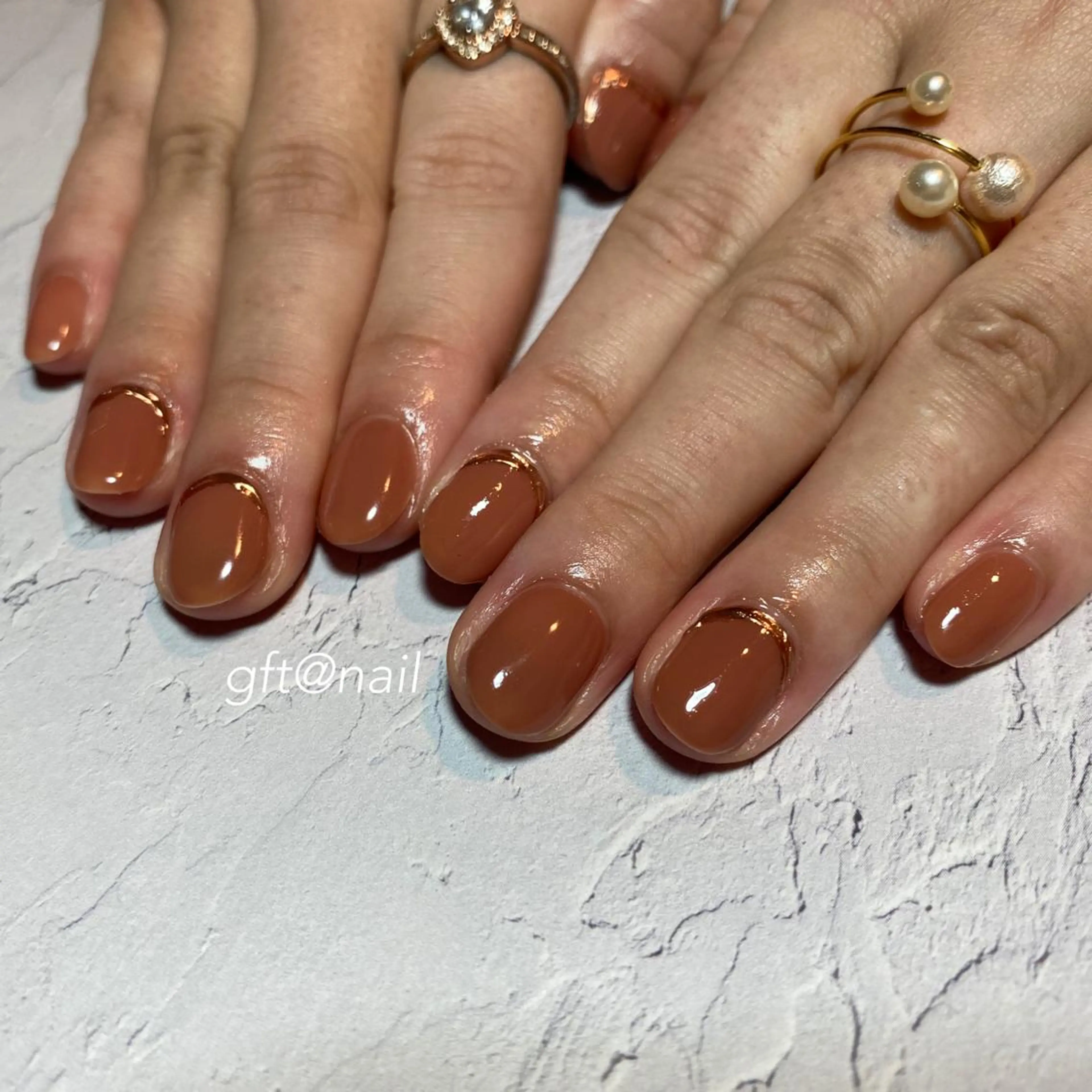 ネイル ミラーネイル オレンジ ピンク etorca nailのネイルデザイン