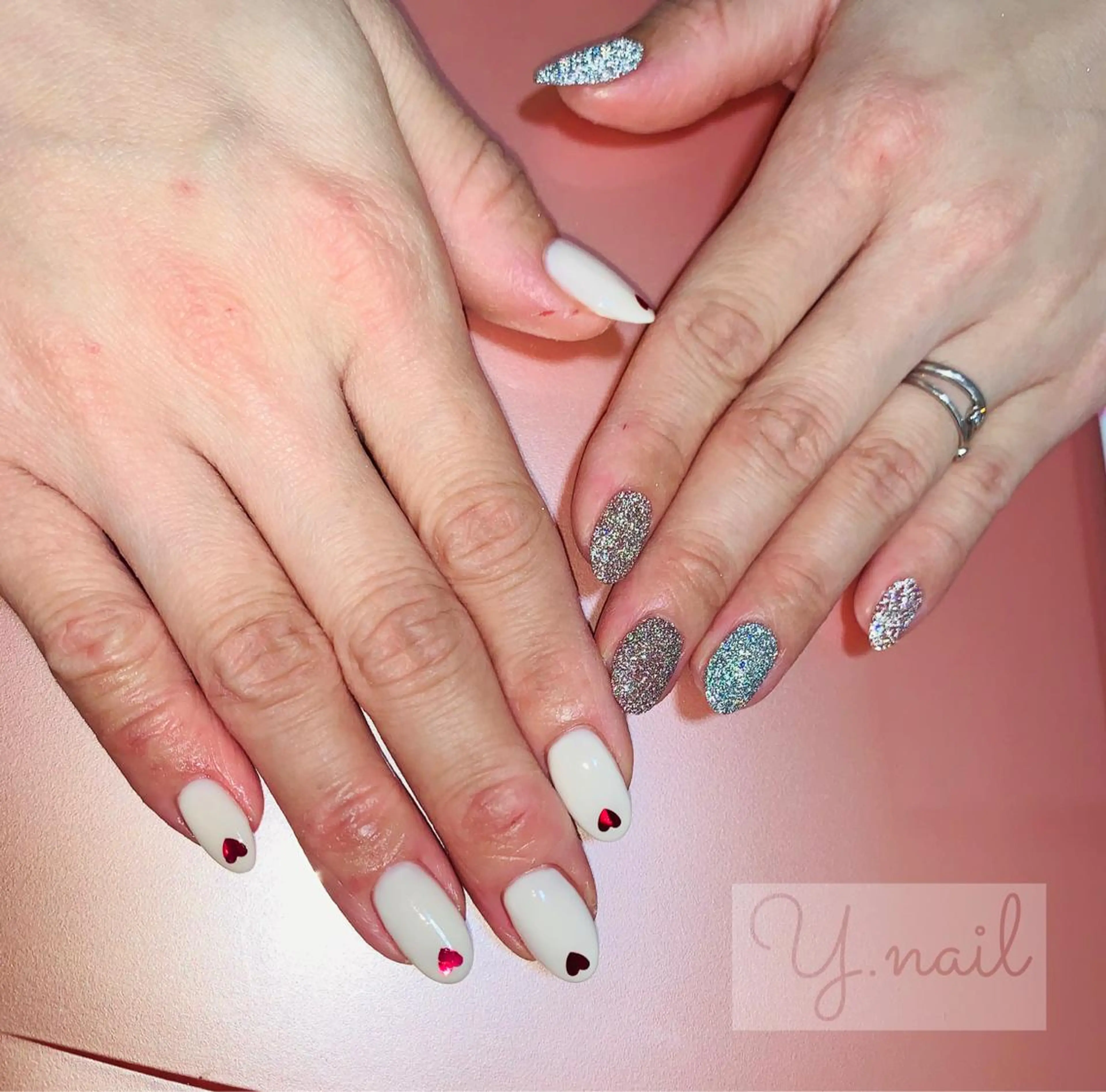 ネイル フラッシュネイル ハート Feliz所属・Feliz 楽しいネイルサロンのネイルデザイン