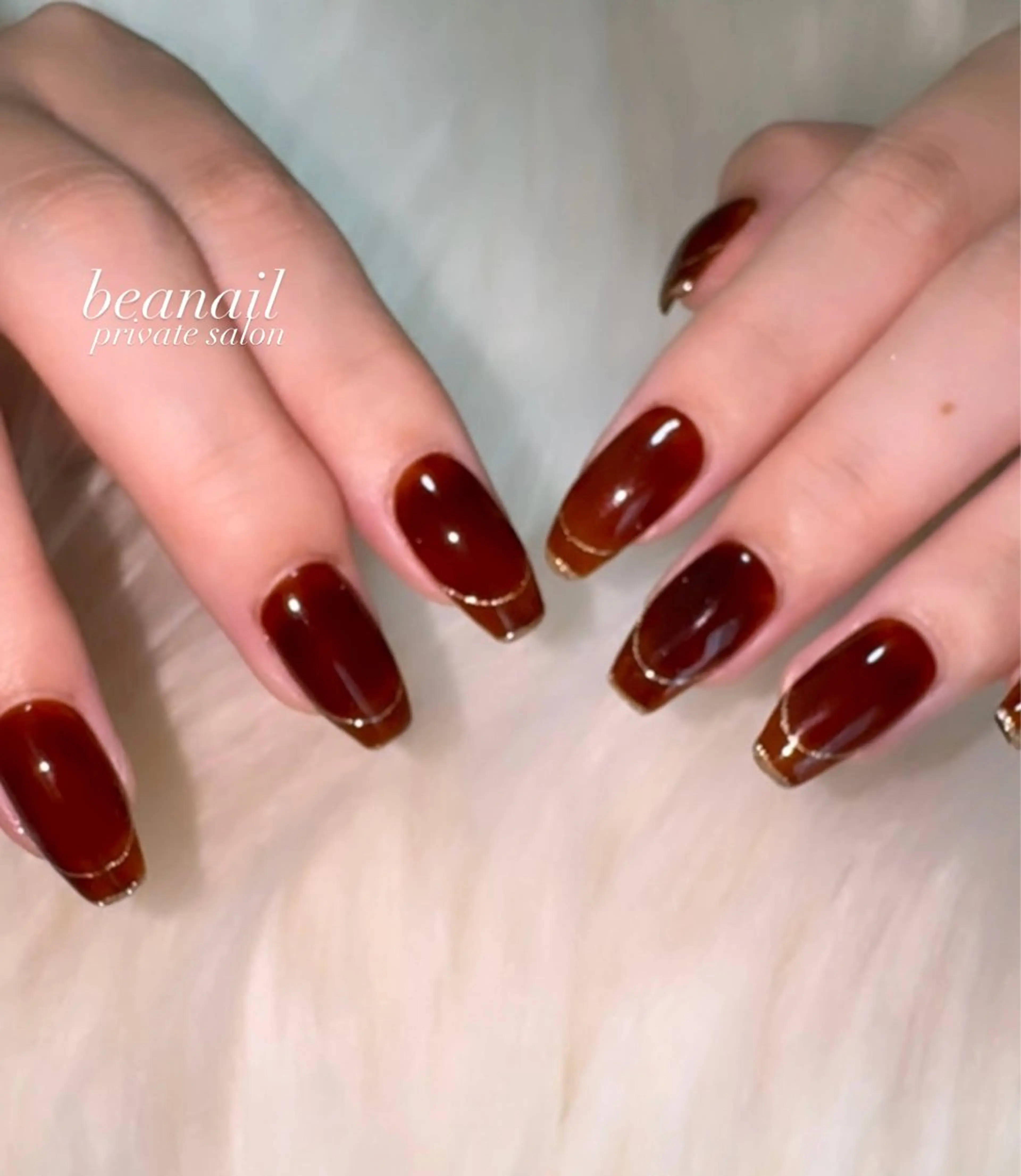 ネイル ブラウン フレンチネイル bea nailのネイルデザイン