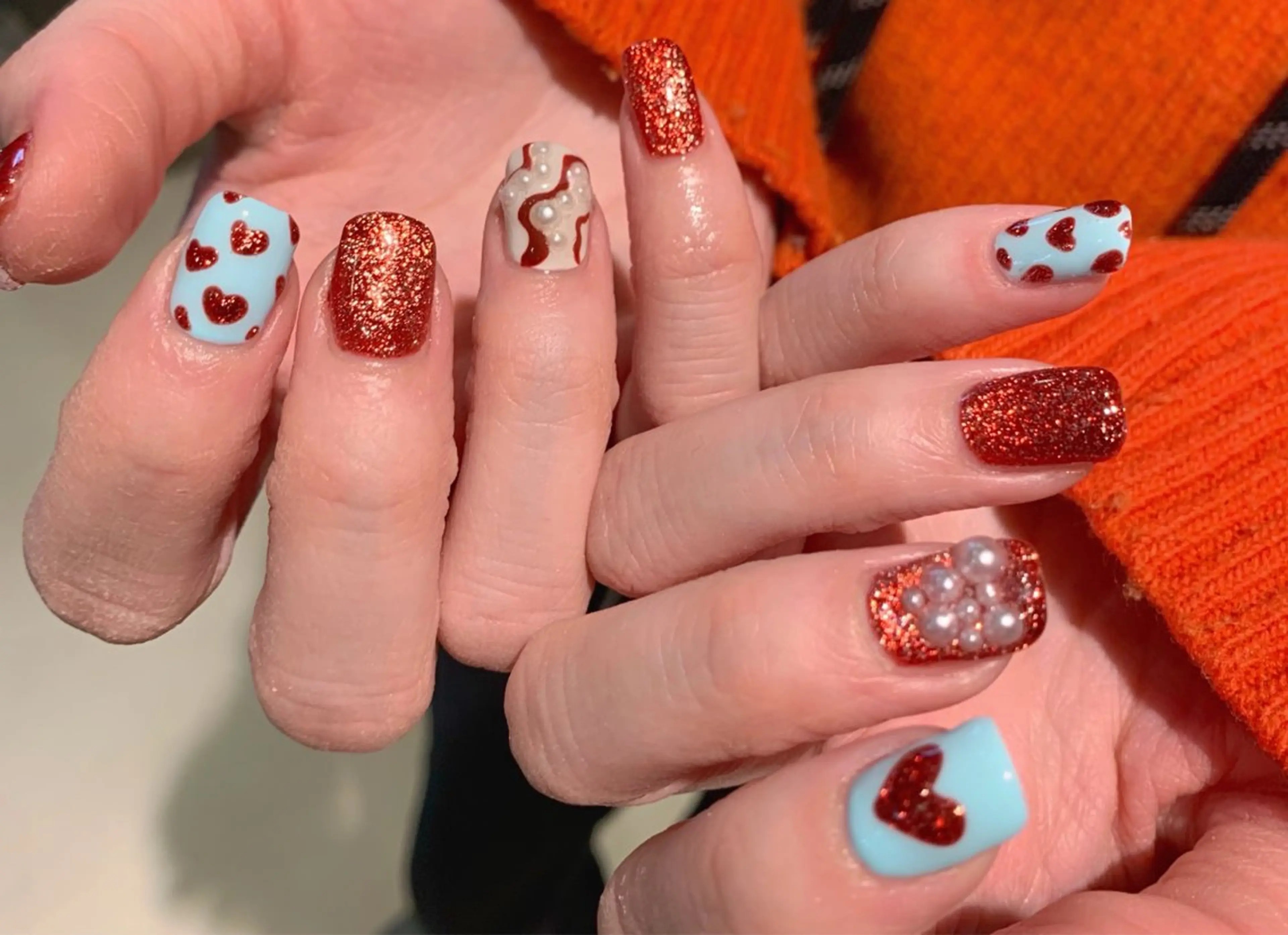 ショート ハンドネイル NAIL SALON FLOR所属・キラキラネイル/ 韓国ネイルMAKIのネイルデザイン