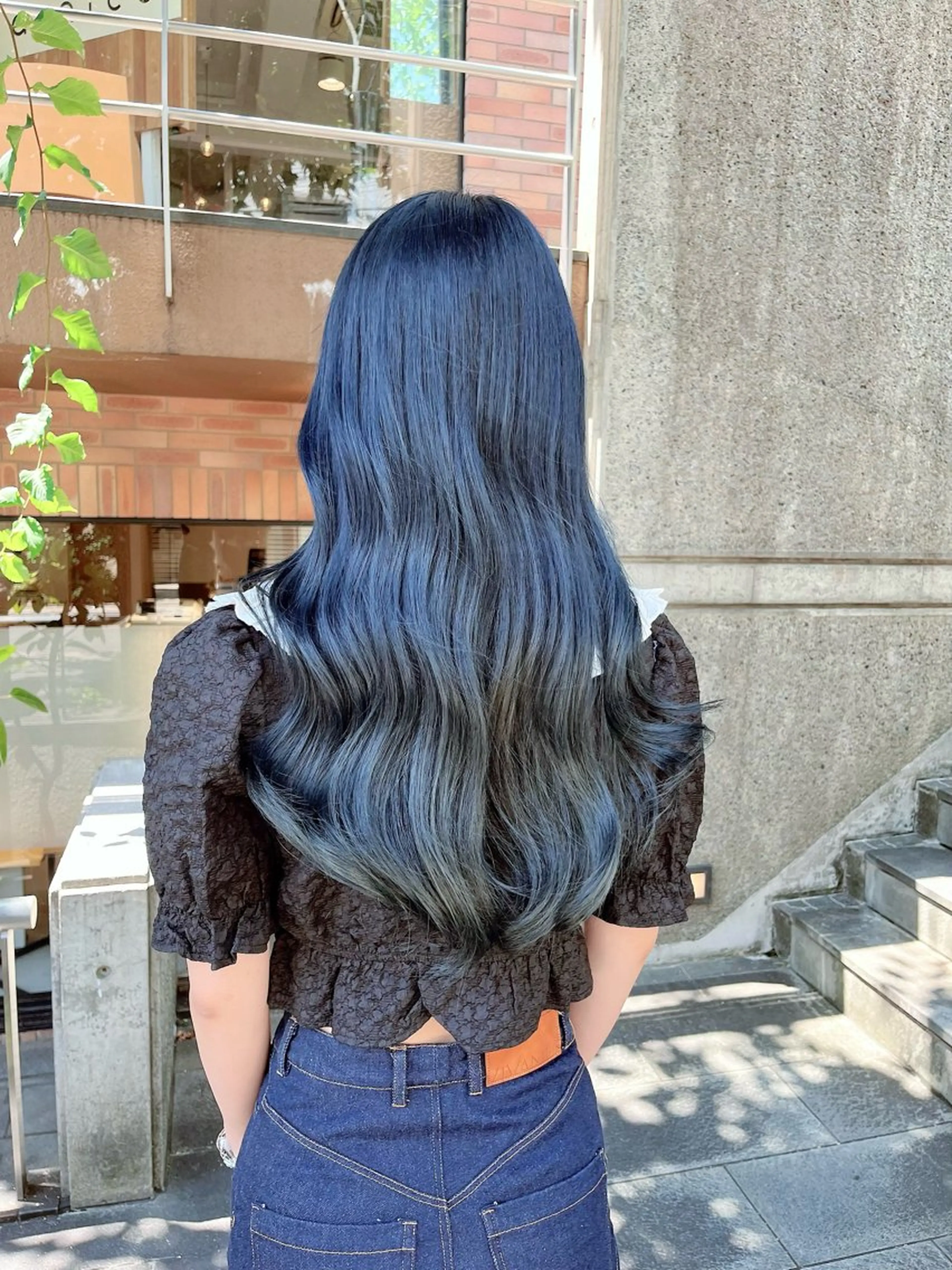 ロング カラー ブリーチ ブルーカラー ネイビーカラー トリートメント 💗モテ髪 ハイトーンあや💗のヘアスタイル