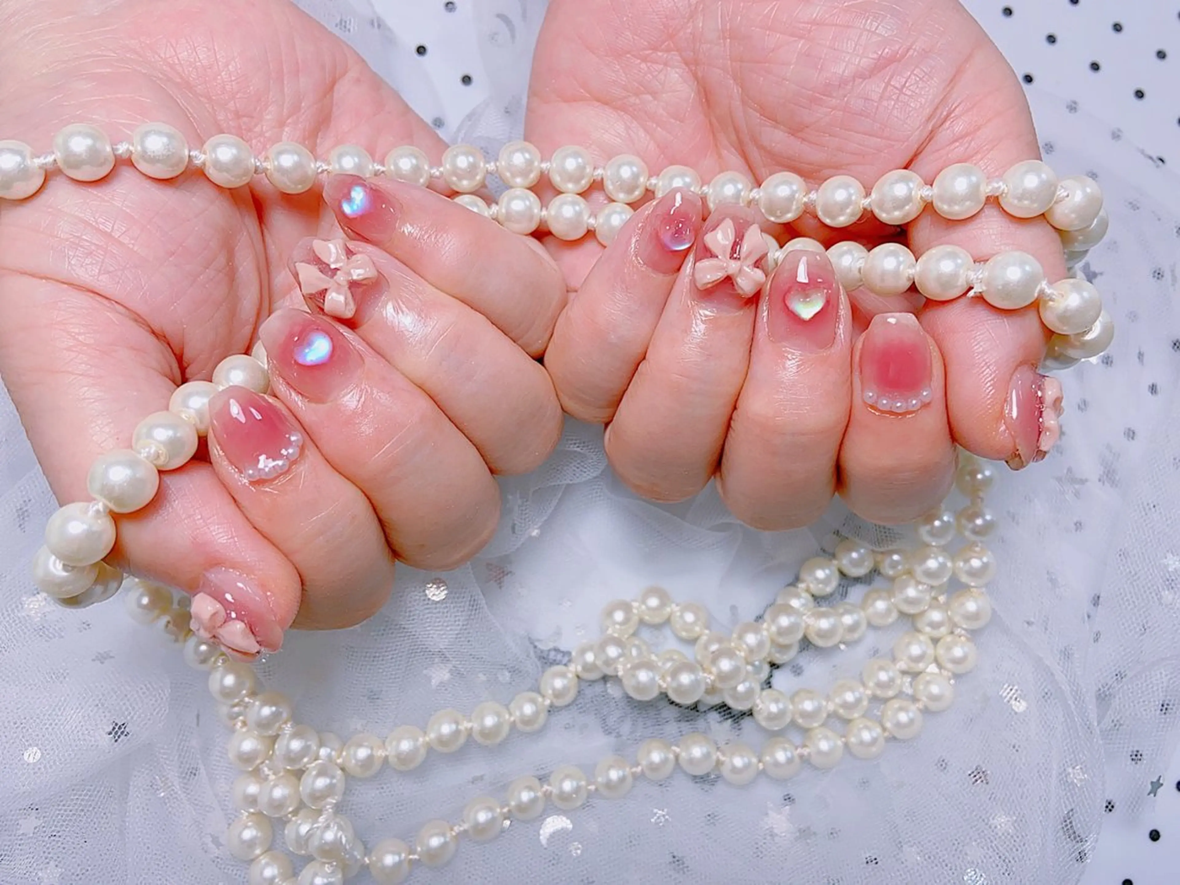 ネイル オーロラネイル チークネイル 長さ出し フレンチネイル ジェルネイル MUSES  NAIL  SALON所属・MUSES ネイルのネイルデザイン