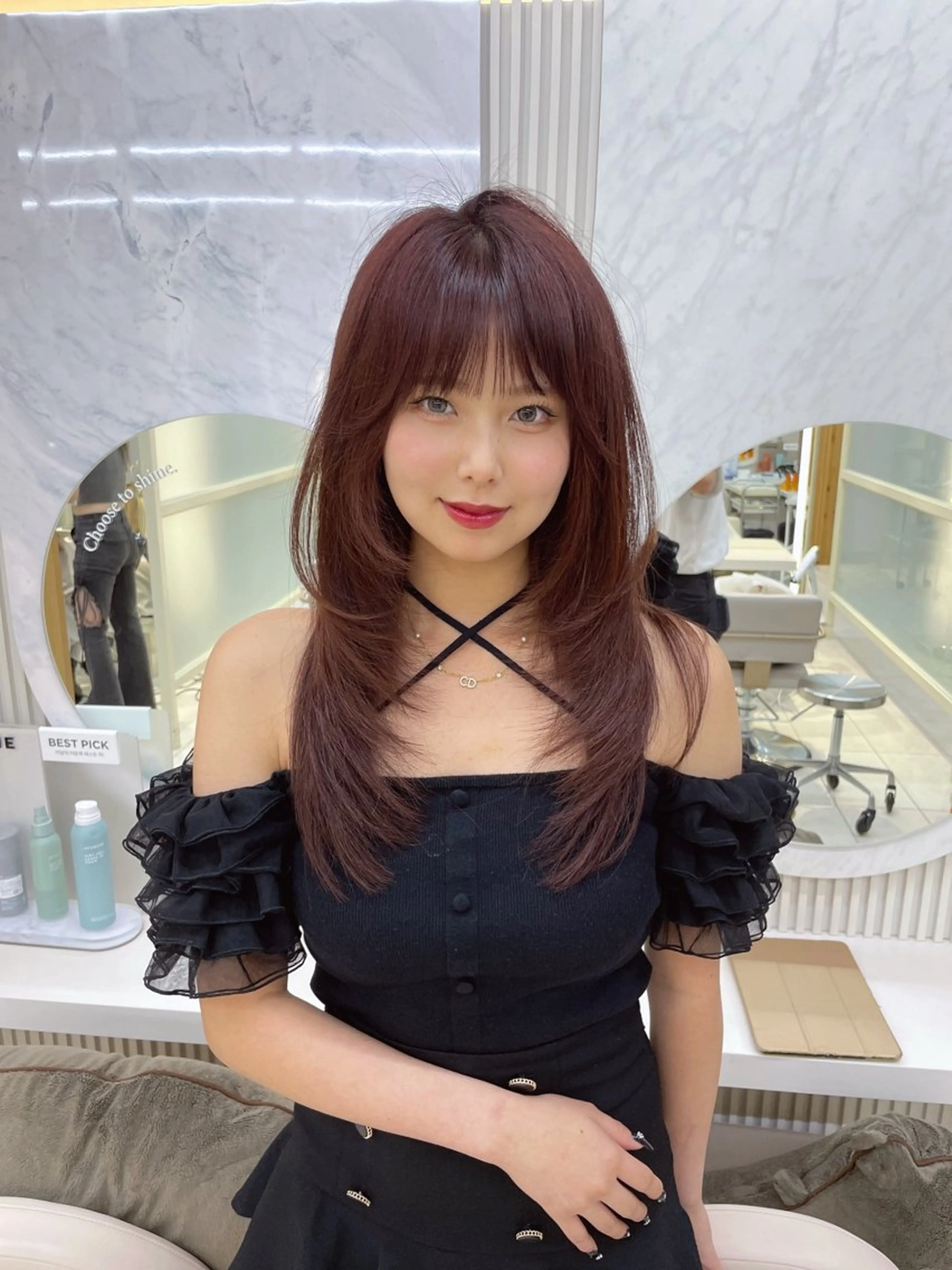 セミロング カット ヘアカラー トリートメント 顔周り/透明感カラー /韓国ヘア/TAKUのヘアスタイル