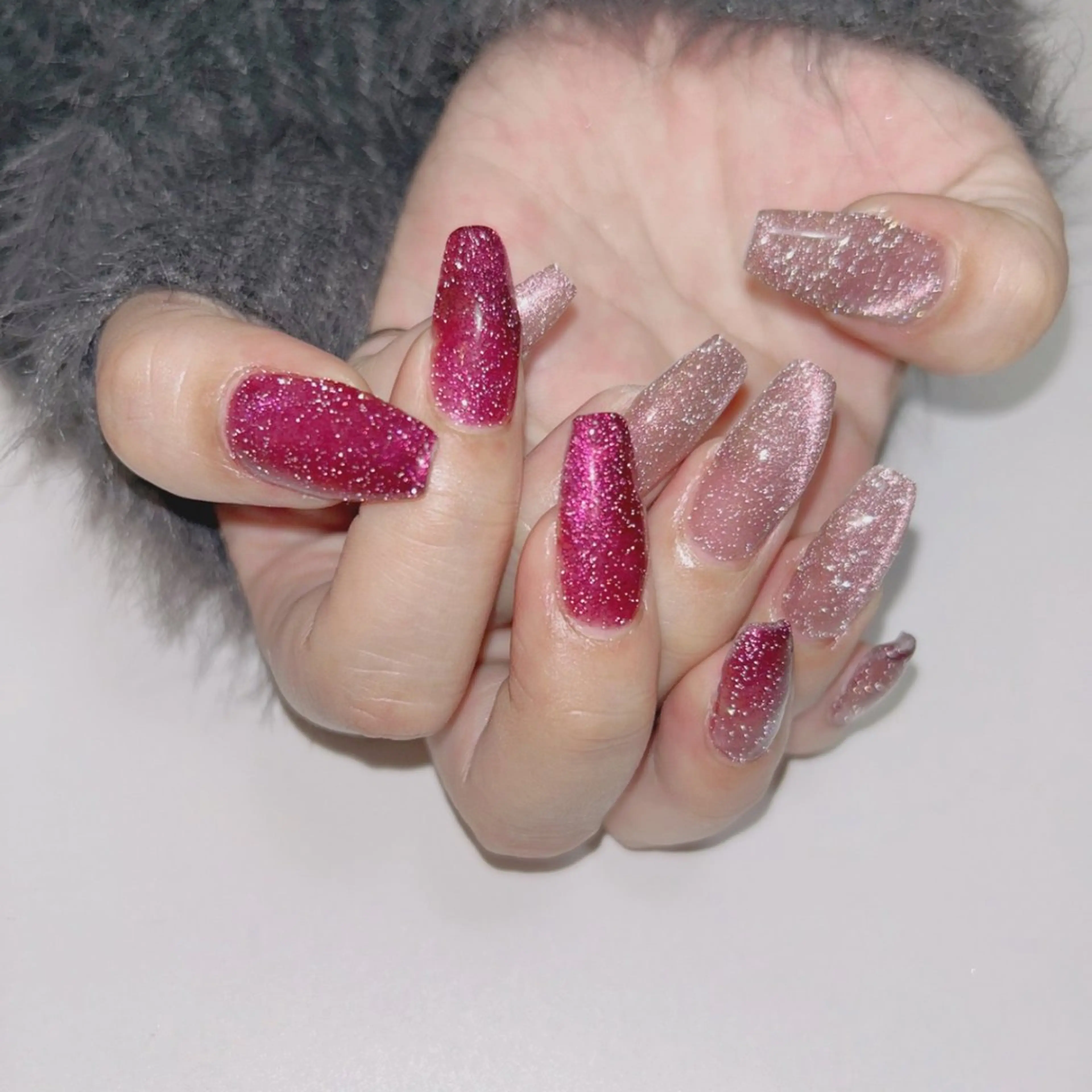 ネイル 長さ出し フラッシュネイル フラッシュマグ キラキラネイル マグネットネイル ハンドネイル Peach nail 🍑kaoriのネイルデザイン