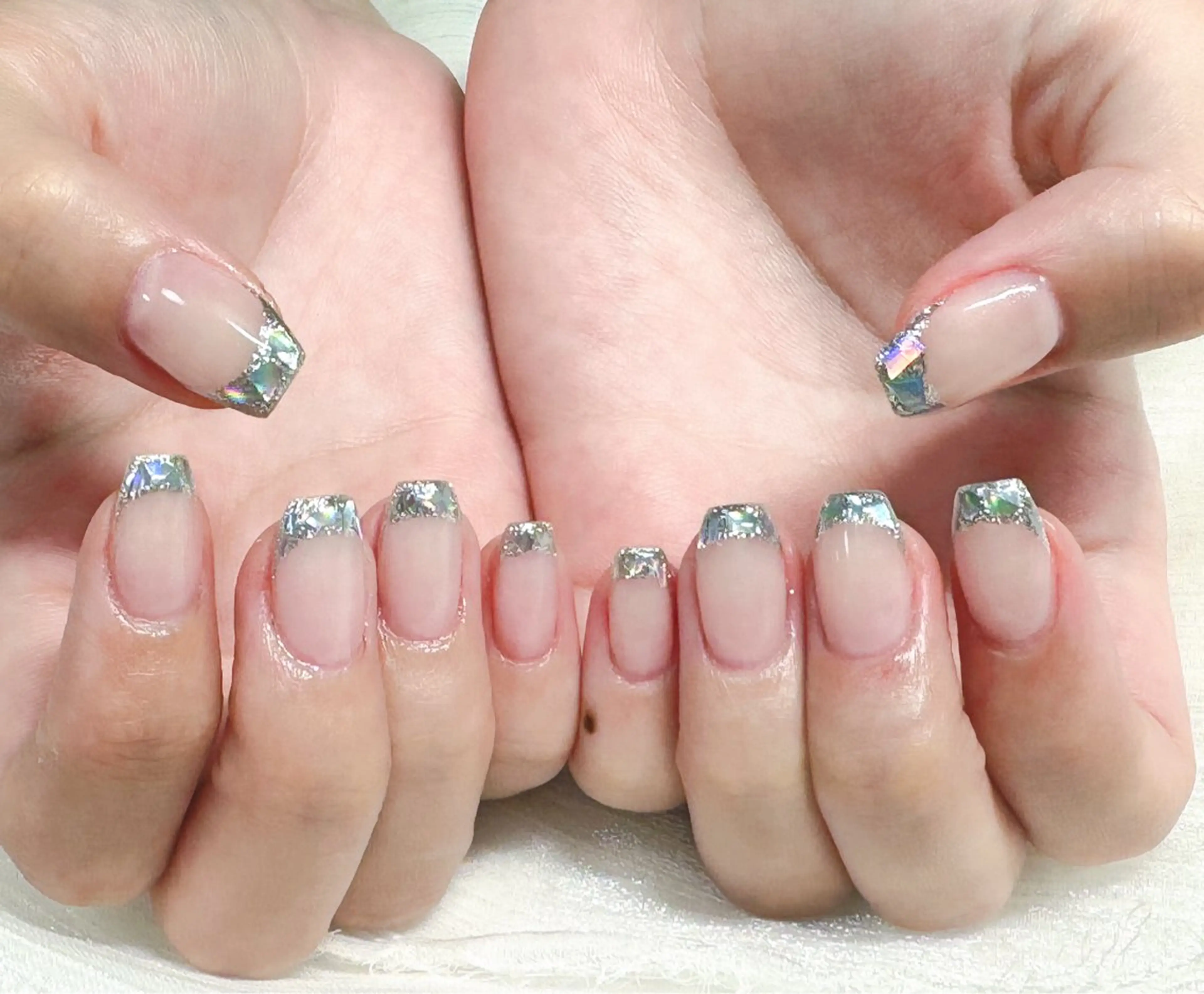 ネイル フレンチネイル ガラスフレンチ Joliesse nail salonのネイルデザイン