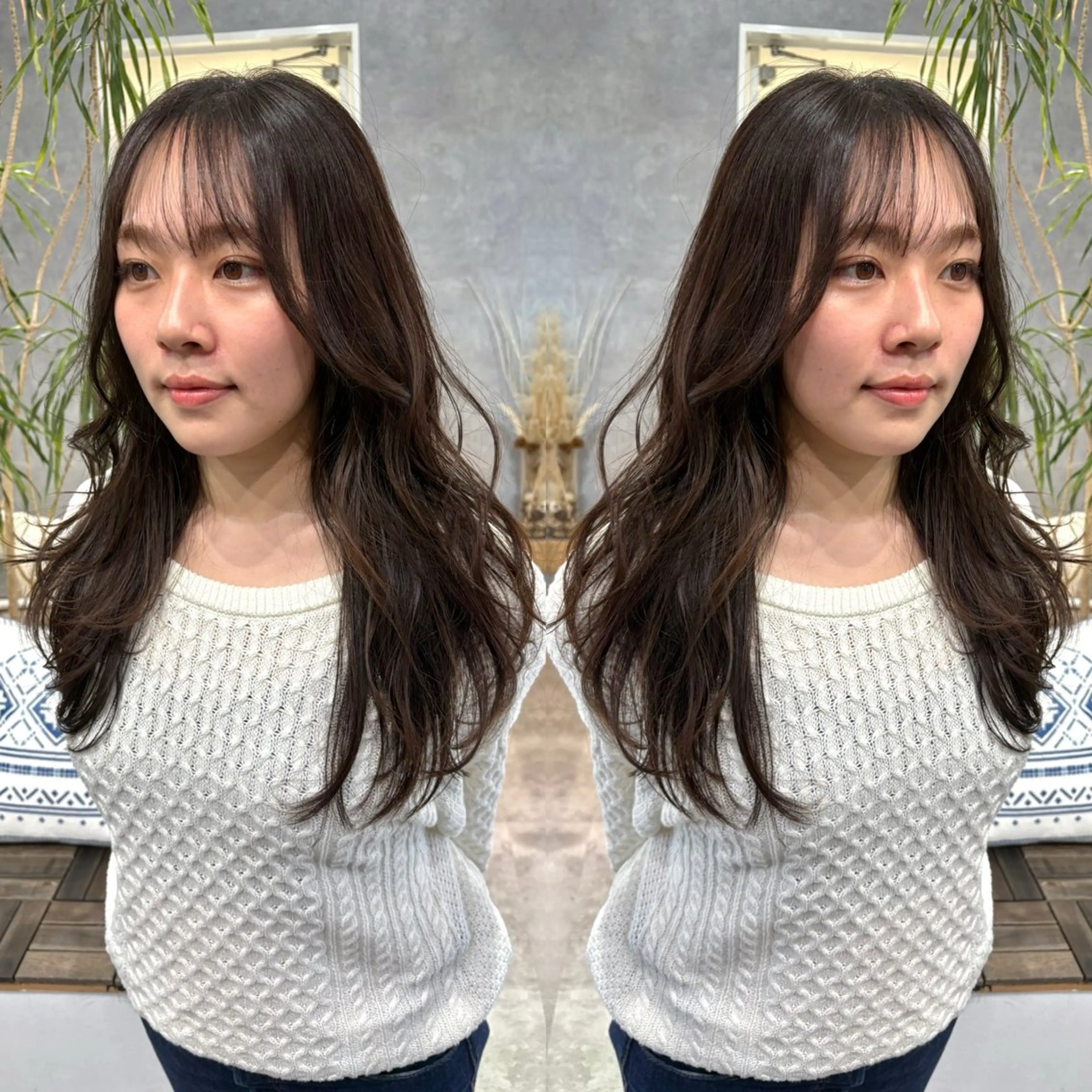 セミロング 顔周りカット レイヤーカット カット ヘアカラー 海外ヘアー 山村拓士のヘアスタイル