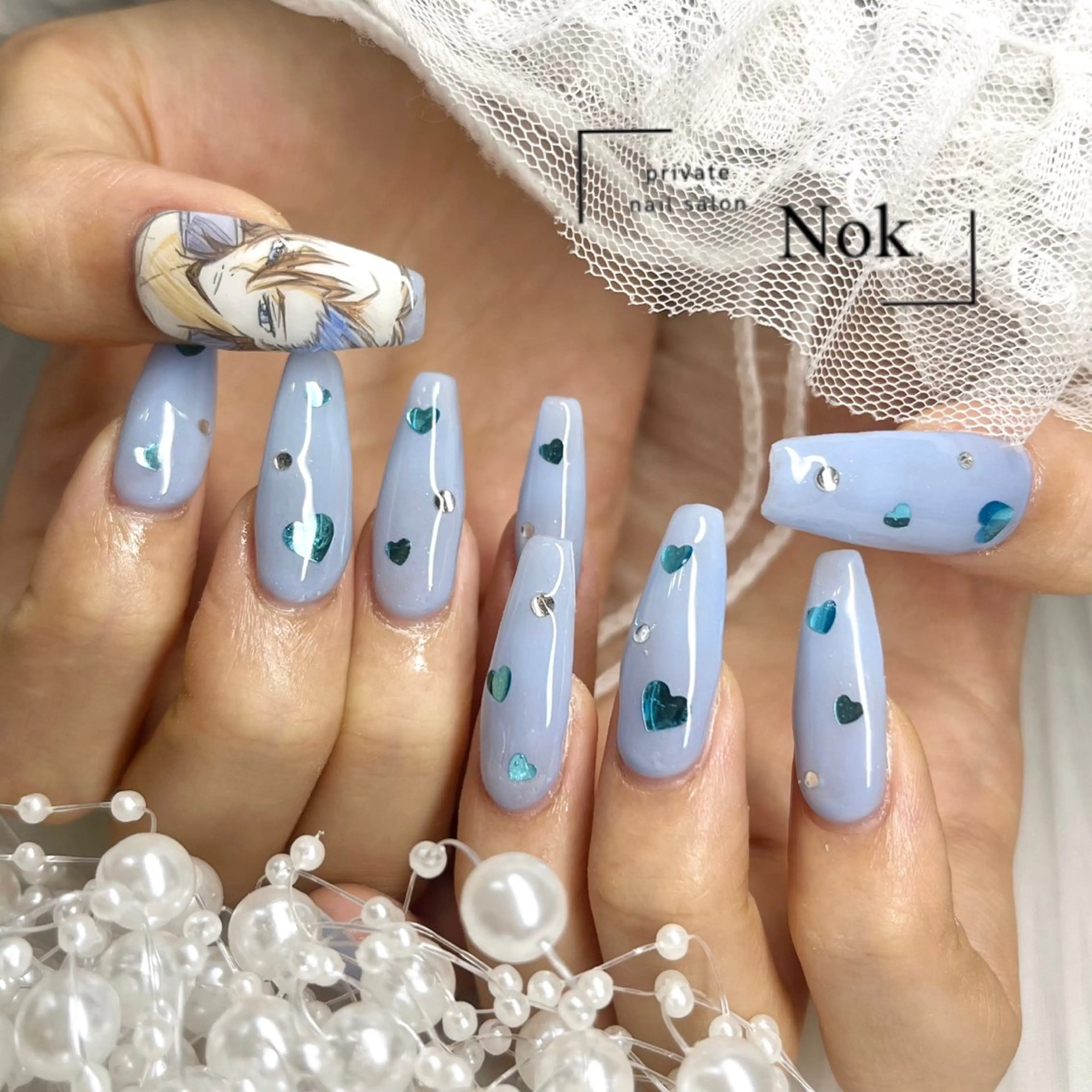 ネイル ストーンネイル ハンドネイル 池袋痛ネイル Nok. 渡辺のネイルデザイン