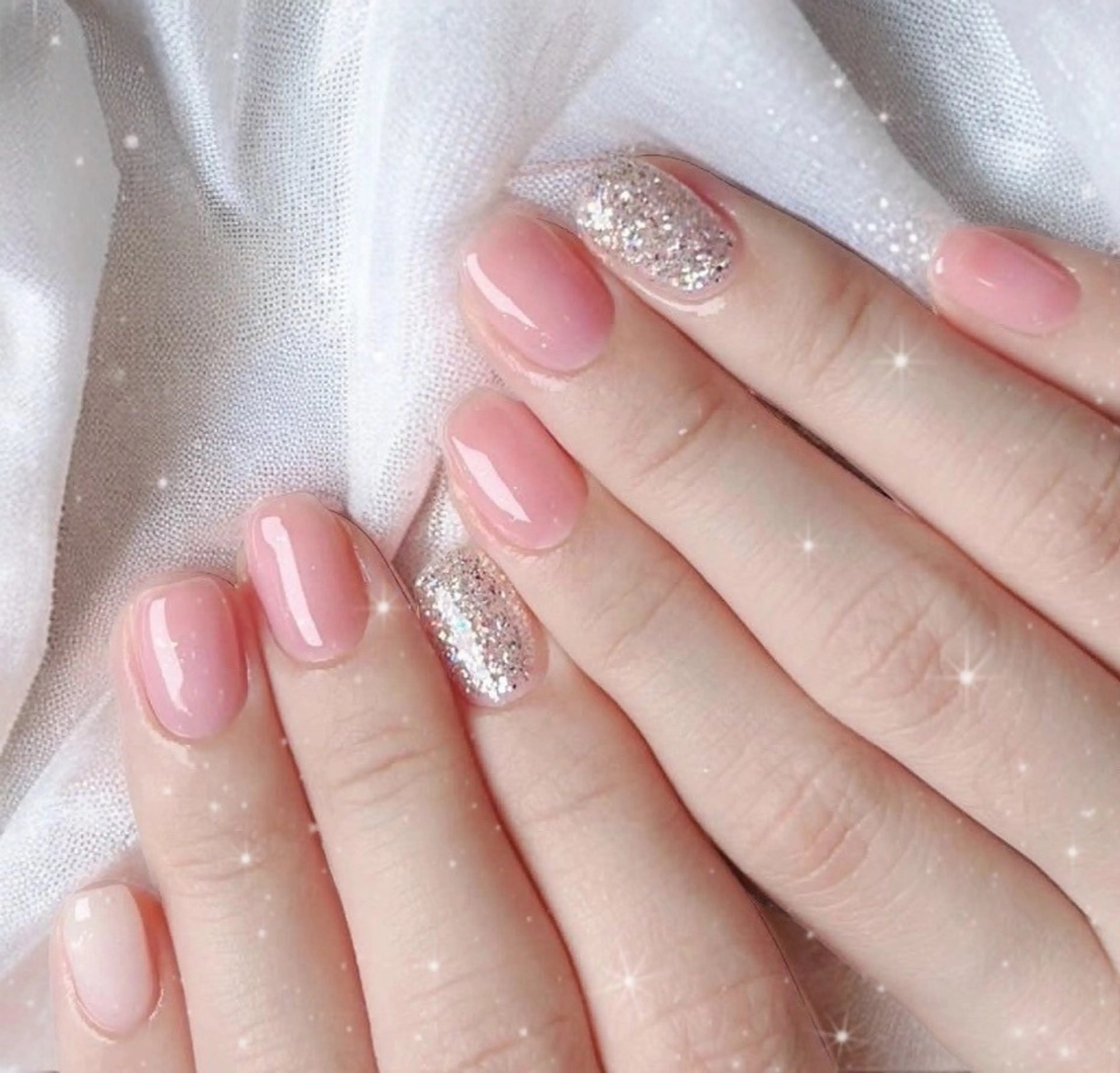 ネイル ラメ(グリッター) ピンク Bestnail所属・Best Nail Yu🎀🫧のネイルデザイン