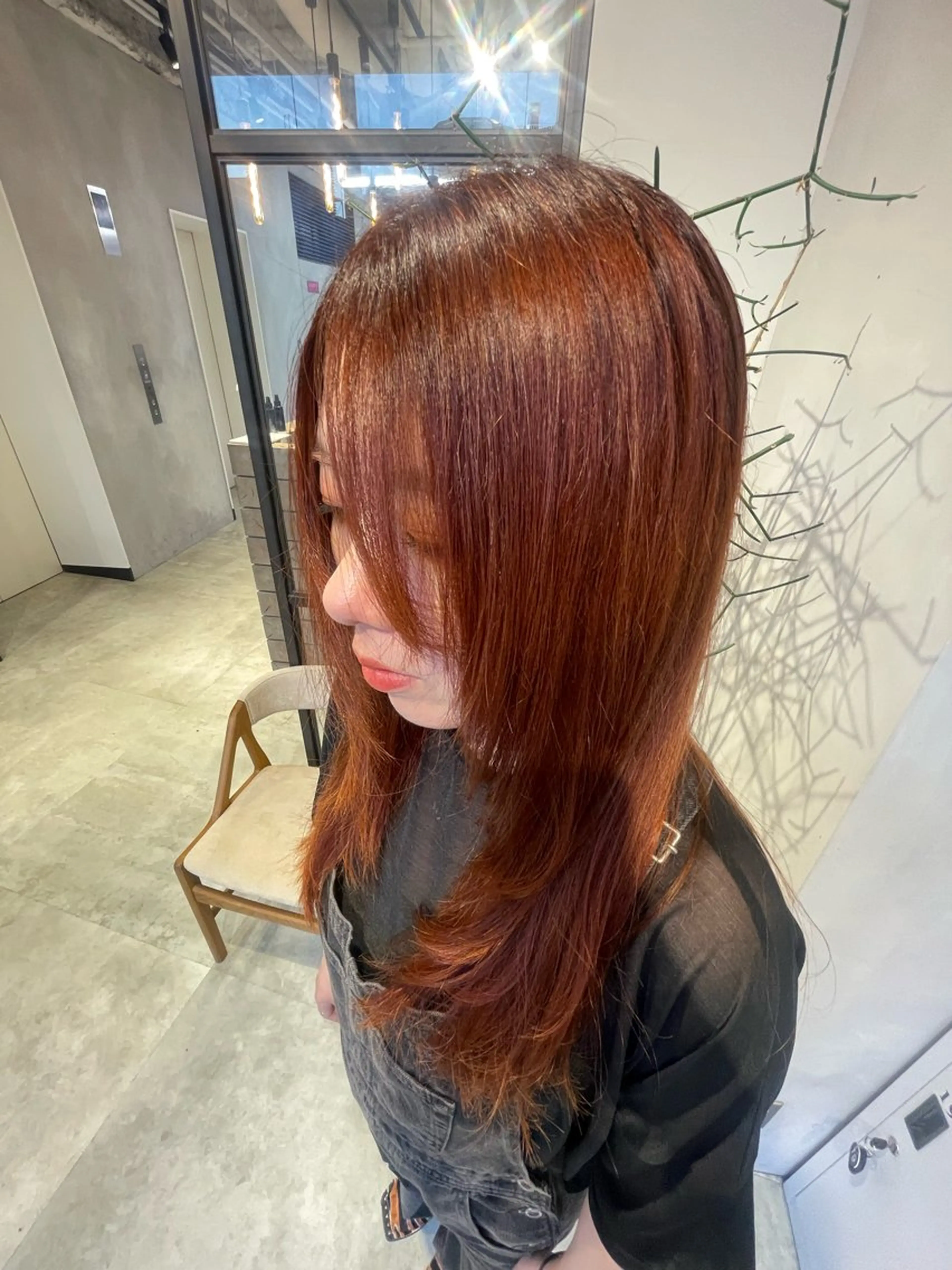 ロング カラー ブラウンカラー オレンジ オレンジブラウン ハイレイヤー レイヤーカット 透明感カラー✨艶髪 制作🌱山根あゆみのヘアスタイル