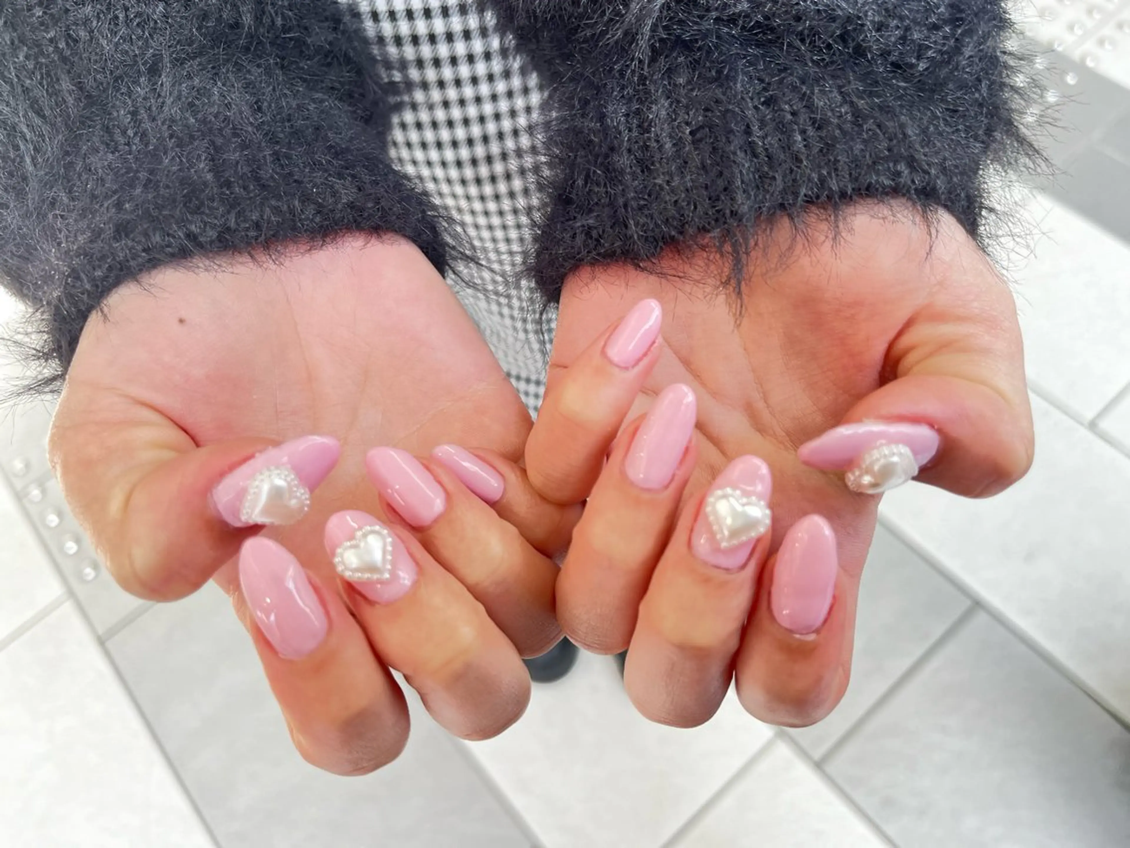 ネイル ハート ワンカラーネイル ピンク ワンホンネイル N's Nailのネイルデザイン