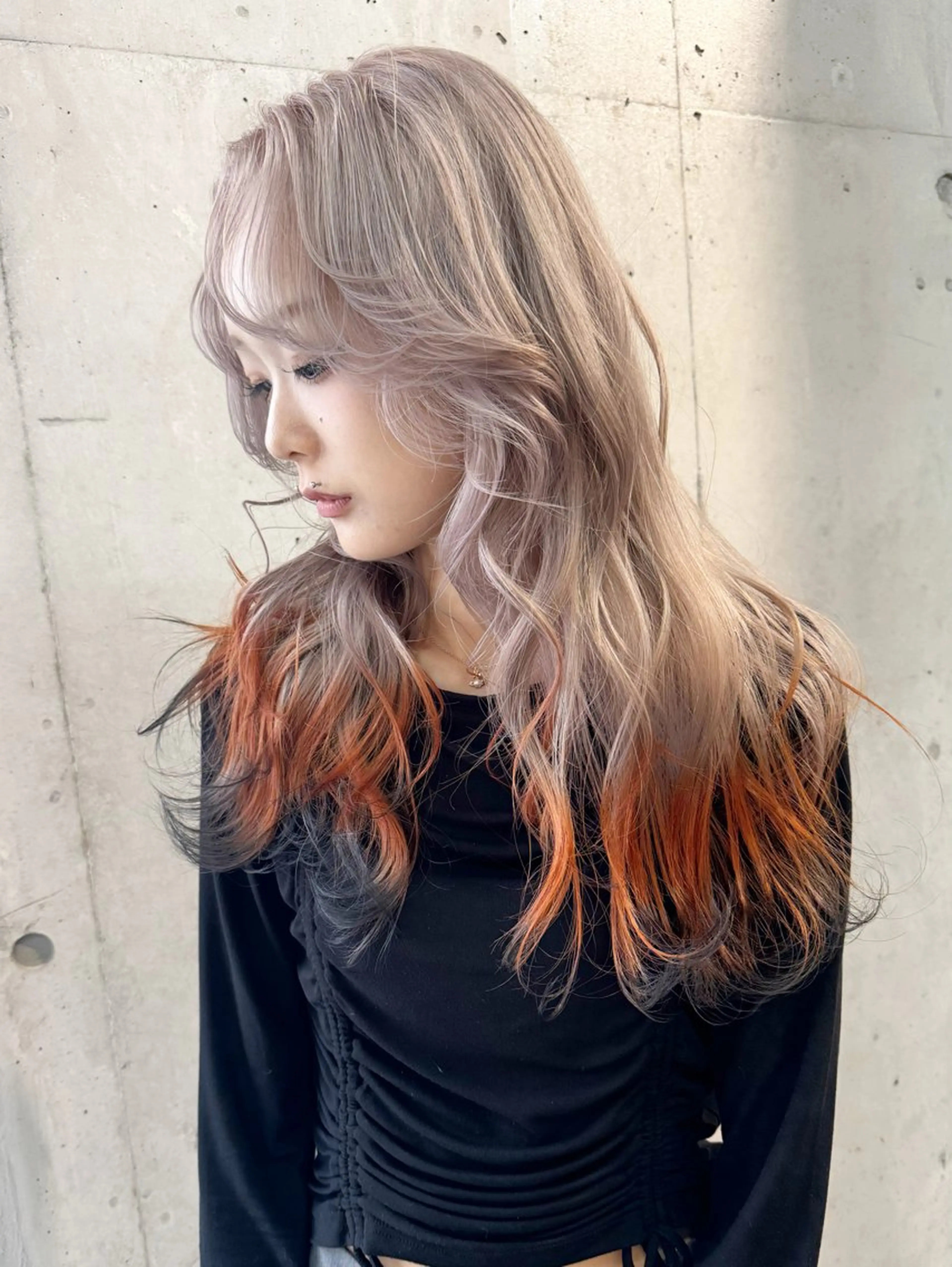 ロング カラー ヘアアレンジ ブリーチ ケアブリーチ ダブルカラー 狐カラー ハイライトカラー ヘアカラー トリートメント lani 天神大名/ブリーチのヘアスタイル