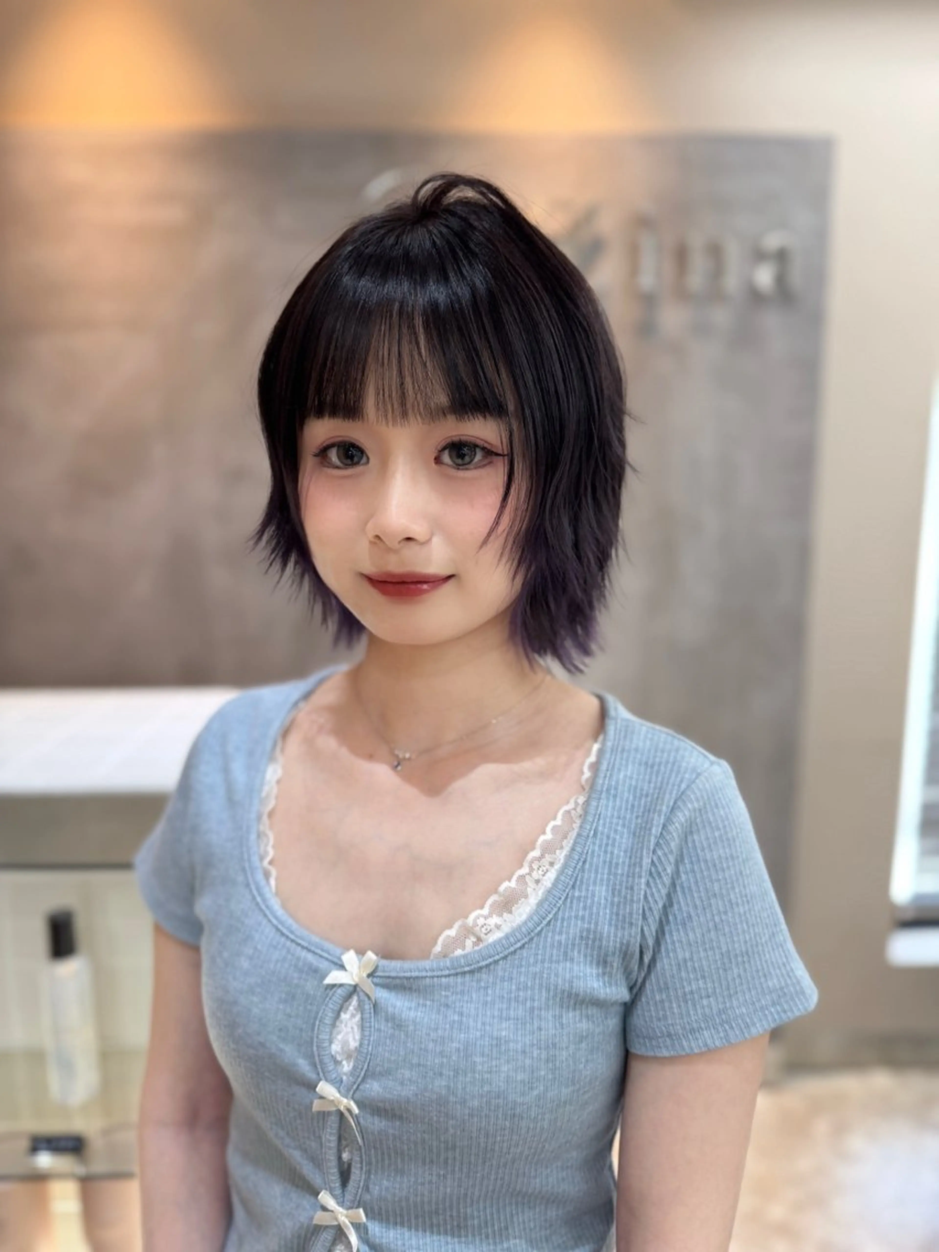 ショート カラー ショートレイヤー パープルカラー レイヤーカット ショートヘア カット ヘアカラー トリートメント Zina梅田茶屋町所属・Mayu💖 Zina梅田茶屋町のヘアスタイル