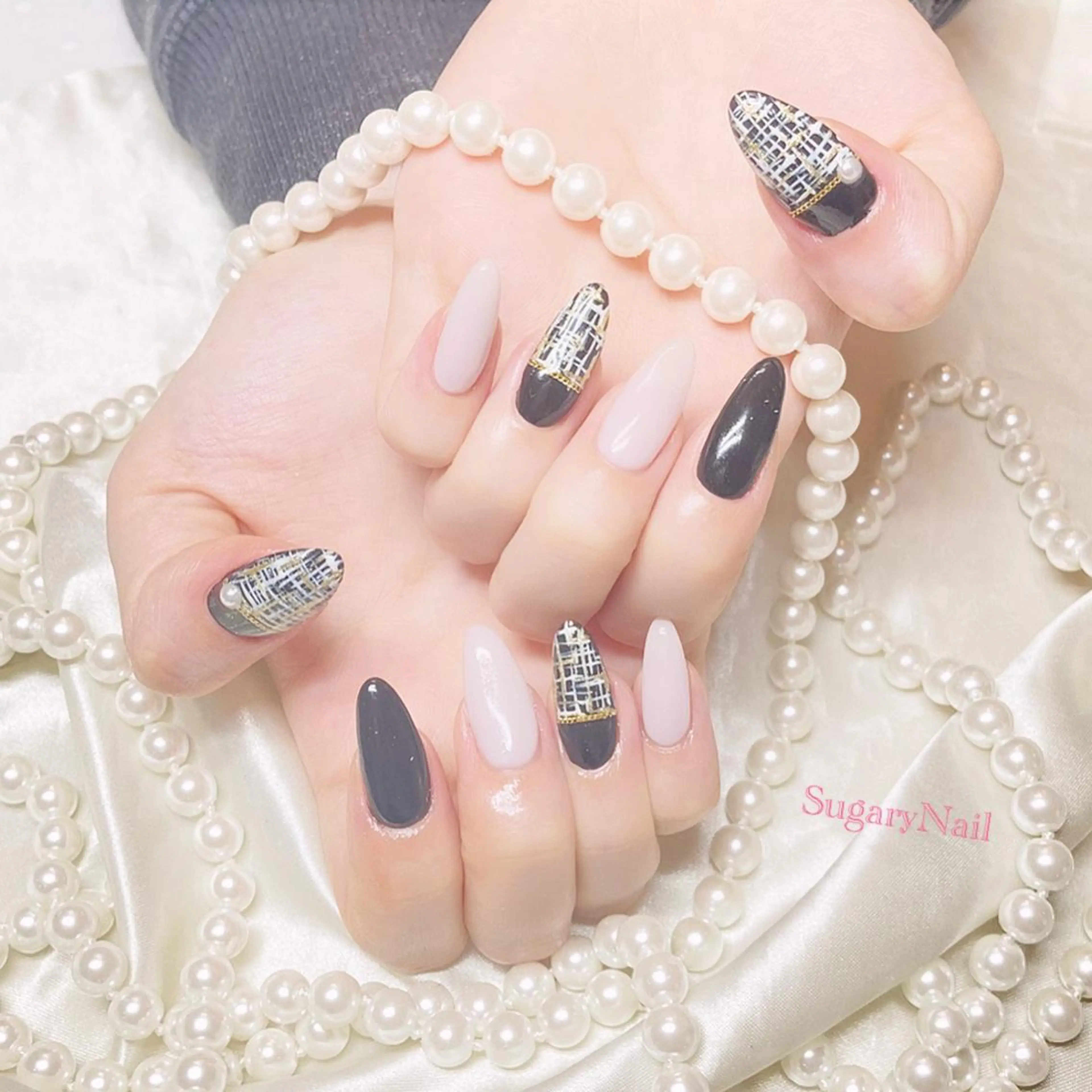 ネイル アートネイル ツイードネイル ハンドネイル フットネイル SugaryNail Rinaのネイルデザイン