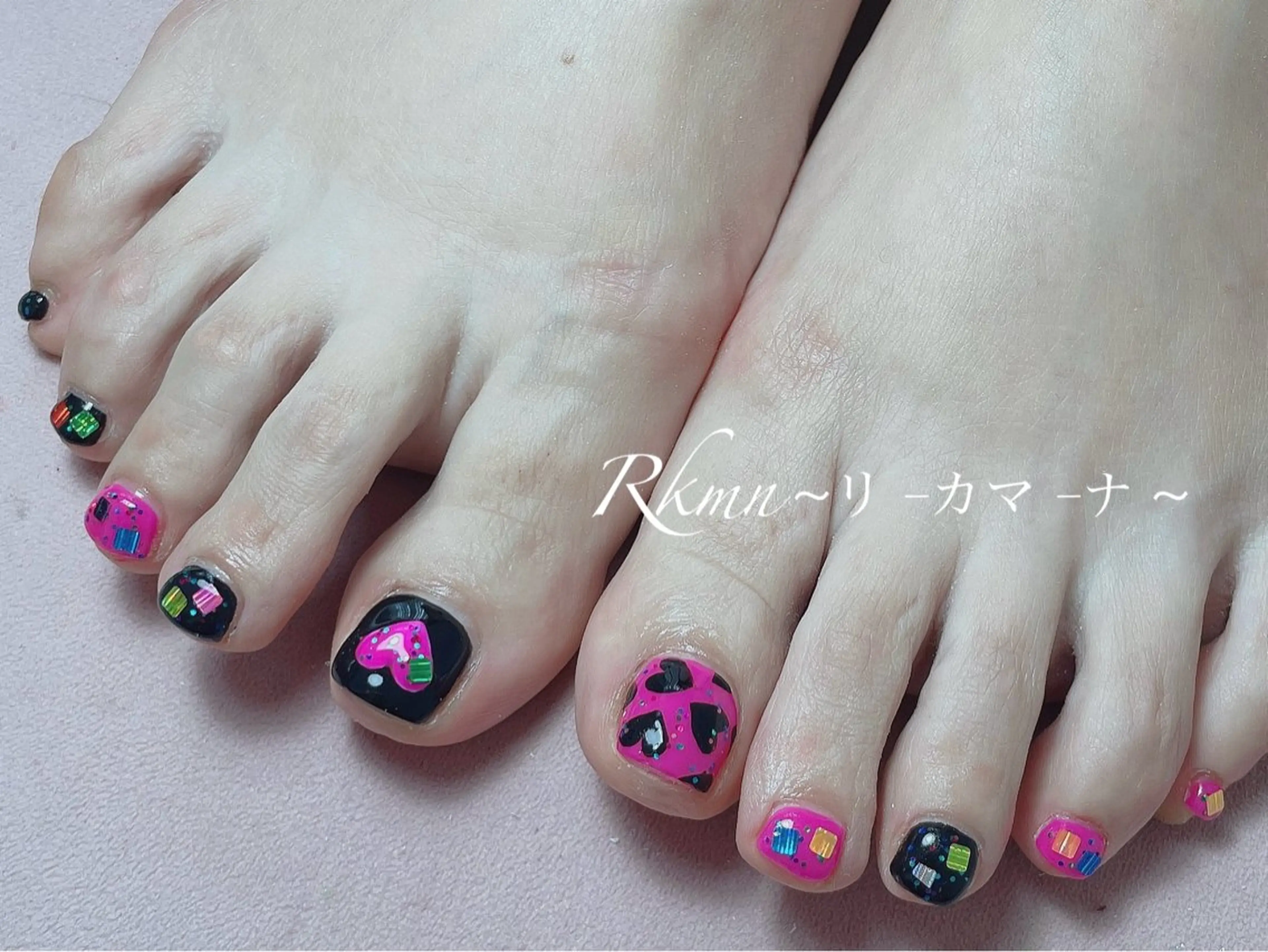 ネイル アートネイル フットネイル ハート ピンク 春ネイル ハンドネイル フットネイル ハンドケア Rkmn ~リ-カマ-ナ~のネイルデザイン