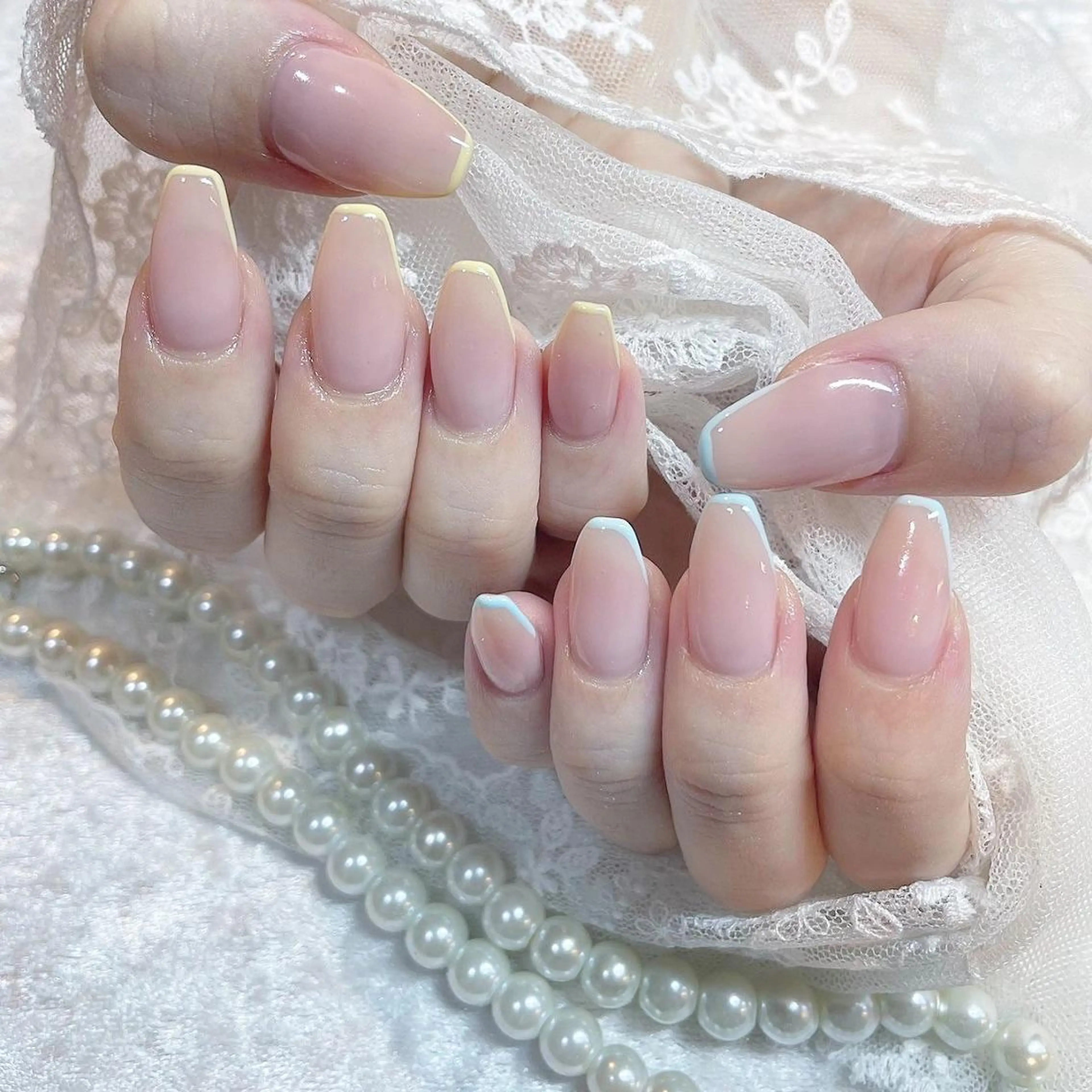 ネイル フレンチネイル ジェルネイル 韓国ネイル 持ち込み ワンカラーネイル ハンドネイル fiore nail 🦋のネイルデザイン