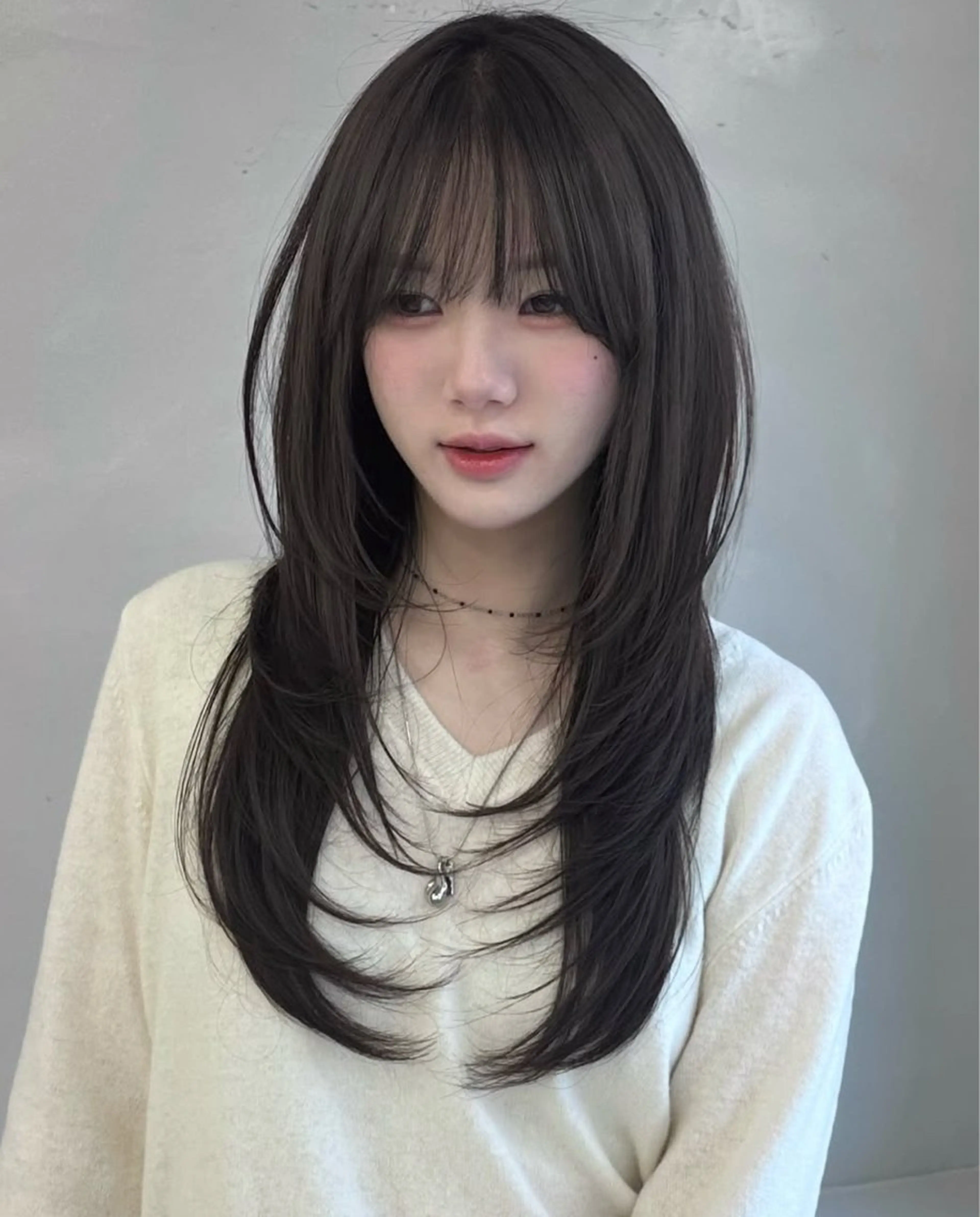 ロング カット ヘアカラー salowin 原宿 aroa所属・韓国／ハッシュカット ／透明感カラー／金野のヘアスタイル