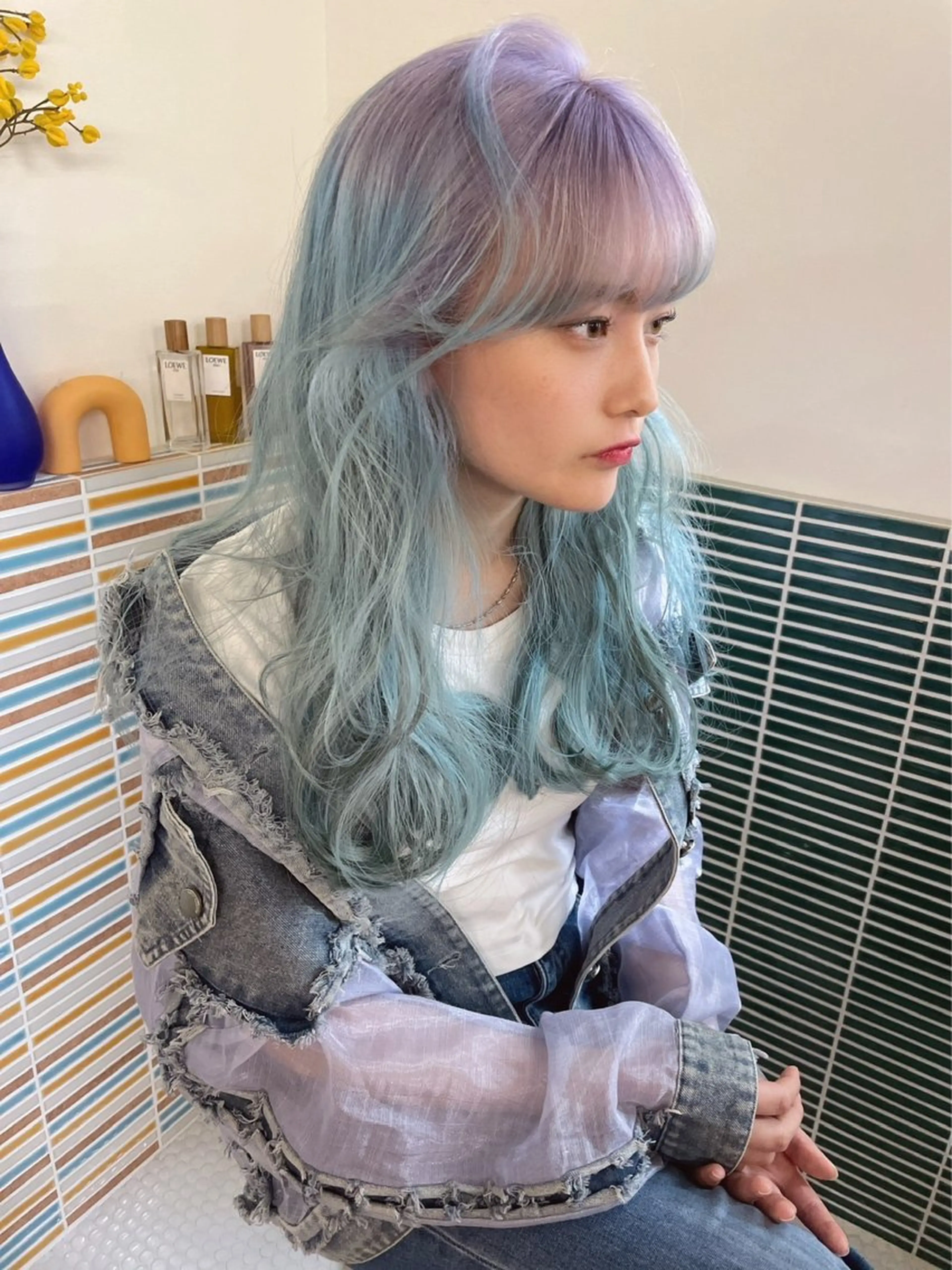 ロング カラー メンズ/ハイトーン 特化/中崎町/ミユのヘアスタイル