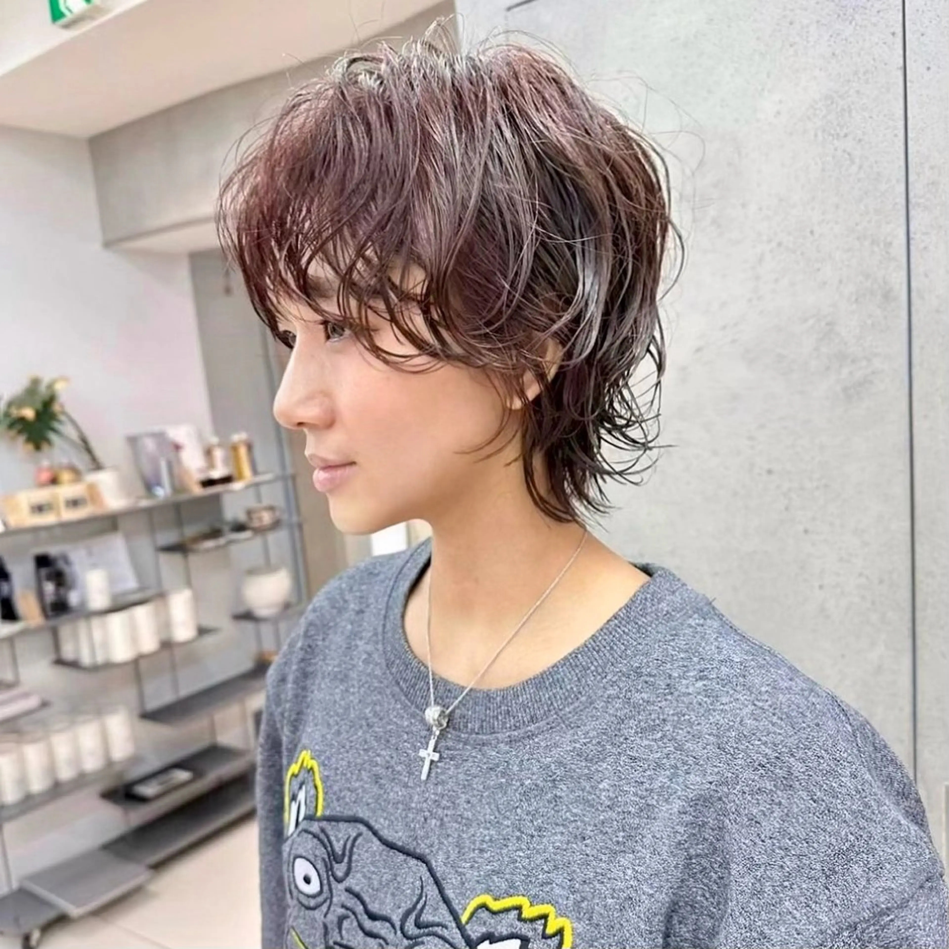 ショート パーマ カット パーマ 透け感カラー 🌱いわさきのヘアスタイル
