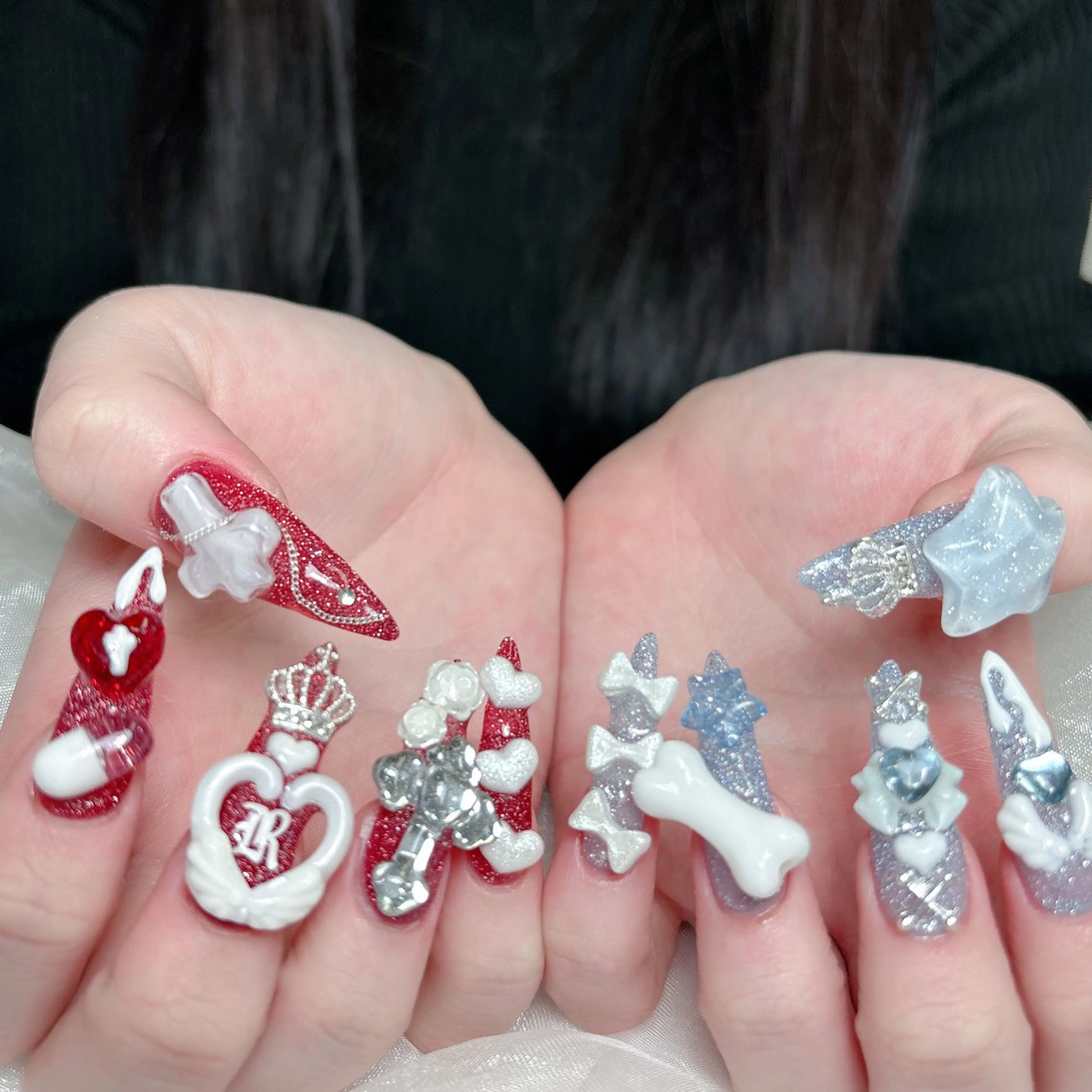 ネイル 成人式 ジェルネイル ロングネイル マグネットネイル ミディアムネイル ハンドネイル Momoa nail salon所属・MoMoA Nail ネイル長さ出し専門店のネイルデザイン