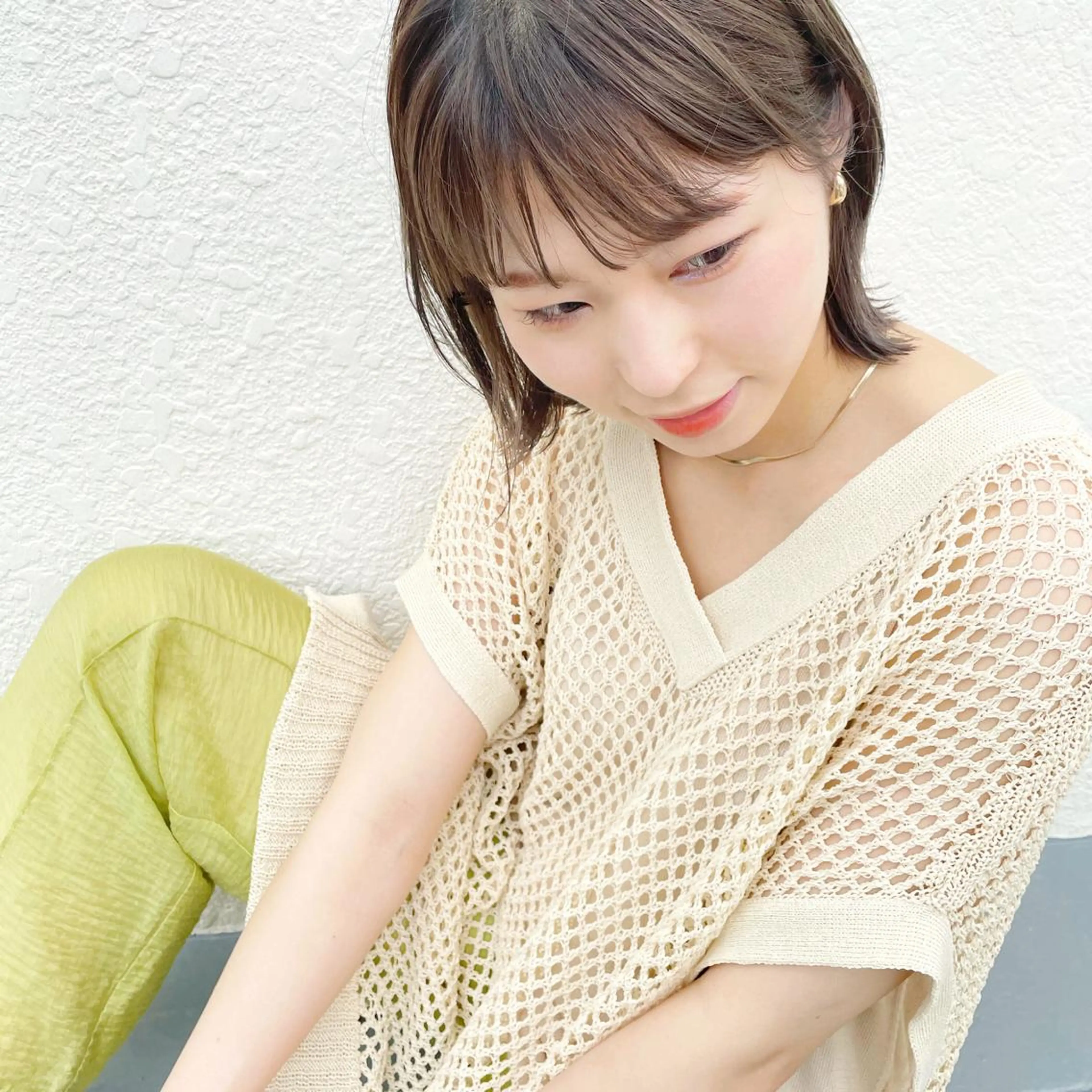 ミディアム カット ヘアカラー トリートメント 透明感カラー🌿 CARICIA三浦のヘアスタイル