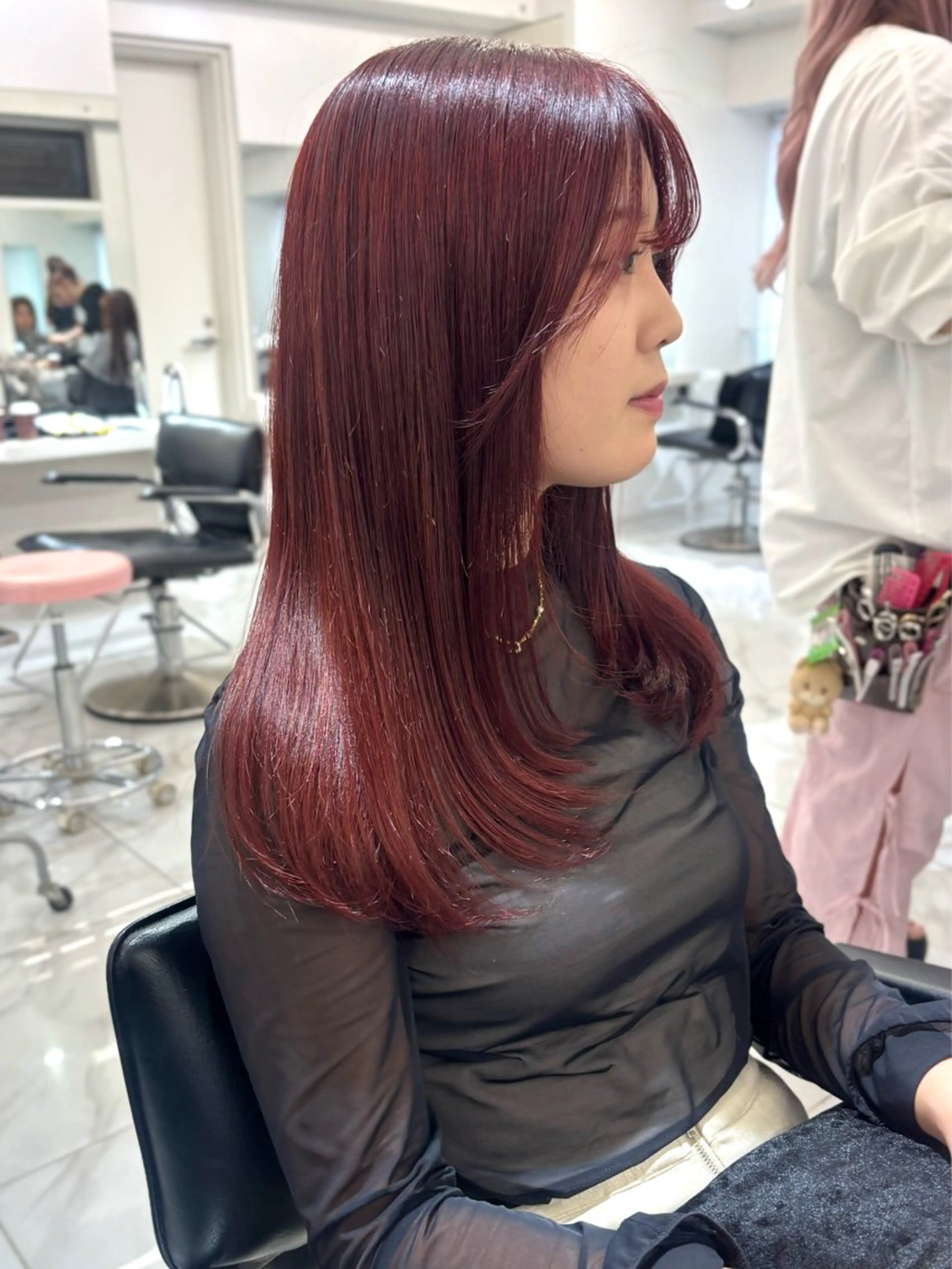 セミロング カラー レイヤーカット カット ヘアカラー 韓国レイヤーカット 渋谷/Satsukiのヘアスタイル