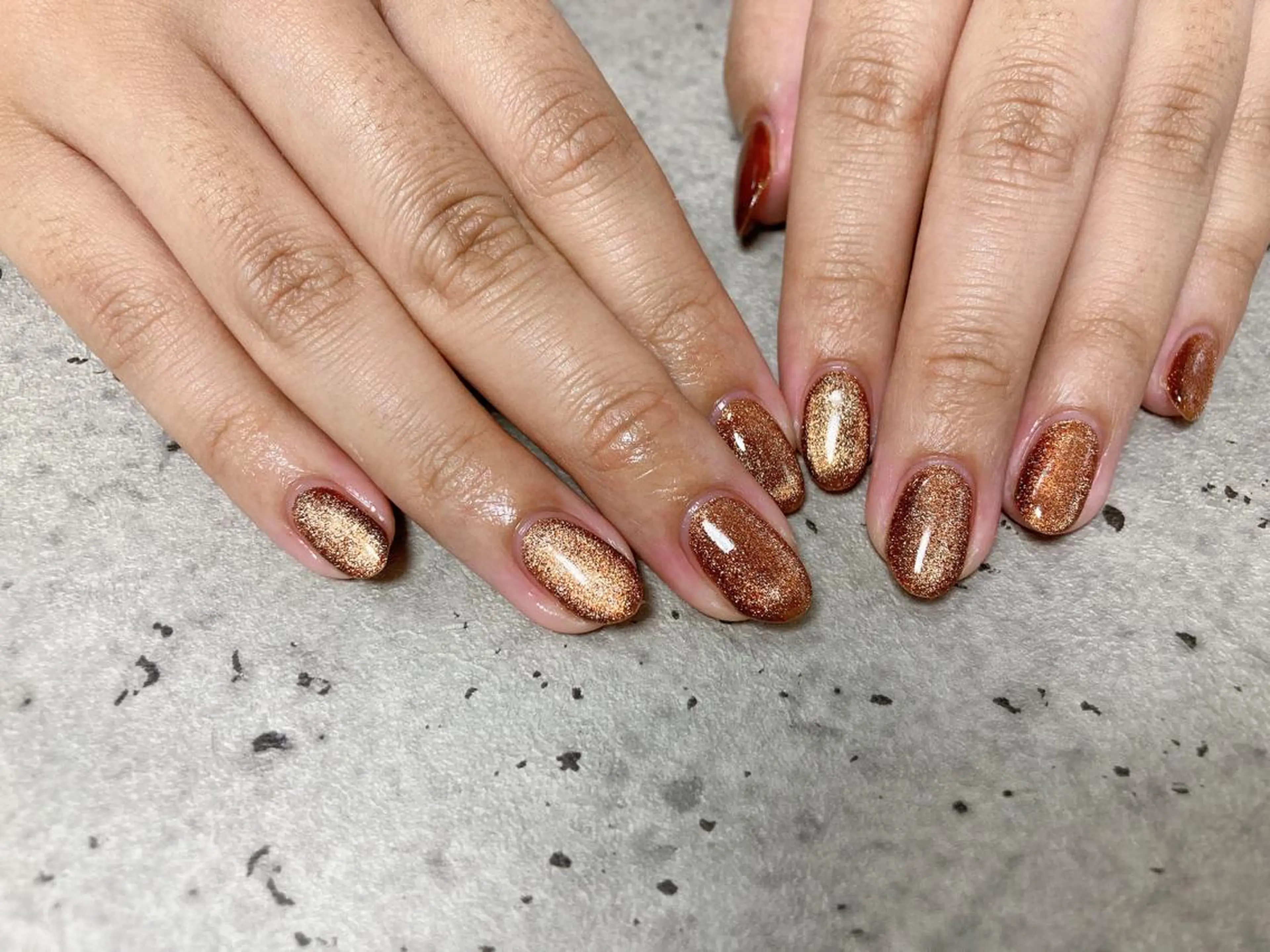 ネイル ブラウン マグネットネイル Mogu nail 二子玉川のネイルデザイン