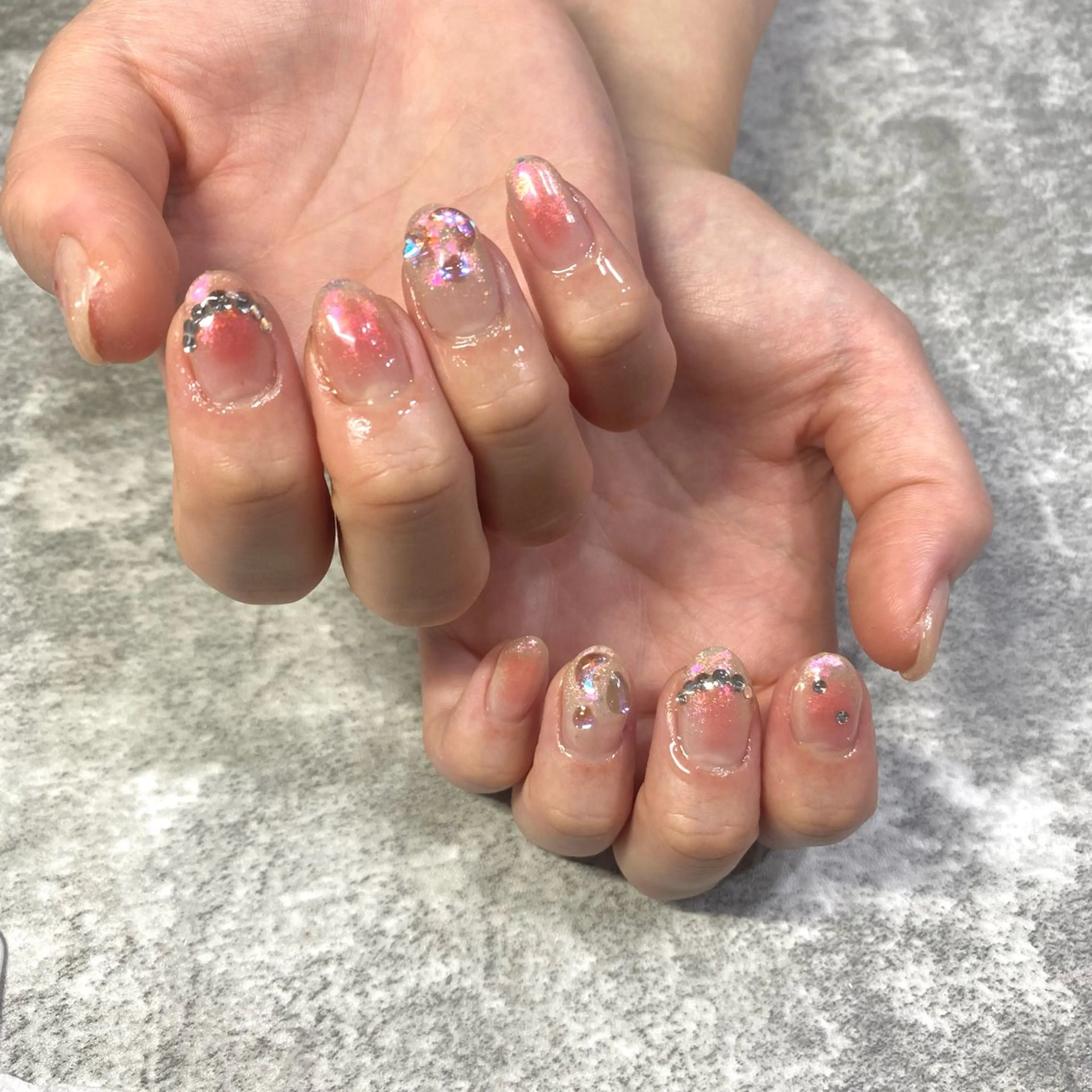 ネイル チークネイル 氷ネイル・うるうるネイル ハンドネイル ★Rinail... .のネイルデザイン