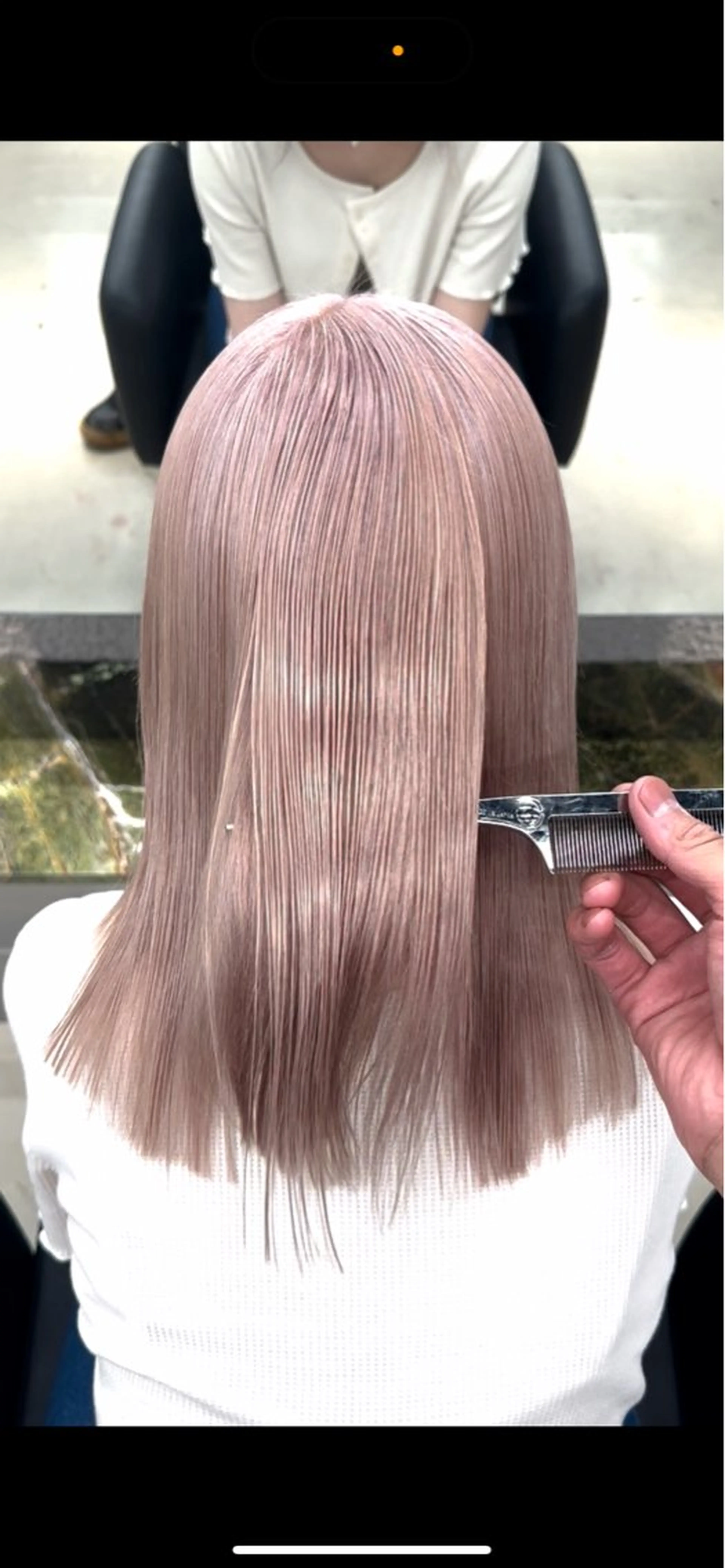 セミロング カラー ブリーチ レイヤーカット トリートメント ハイトーン/ 縮毛矯正のヘアスタイル