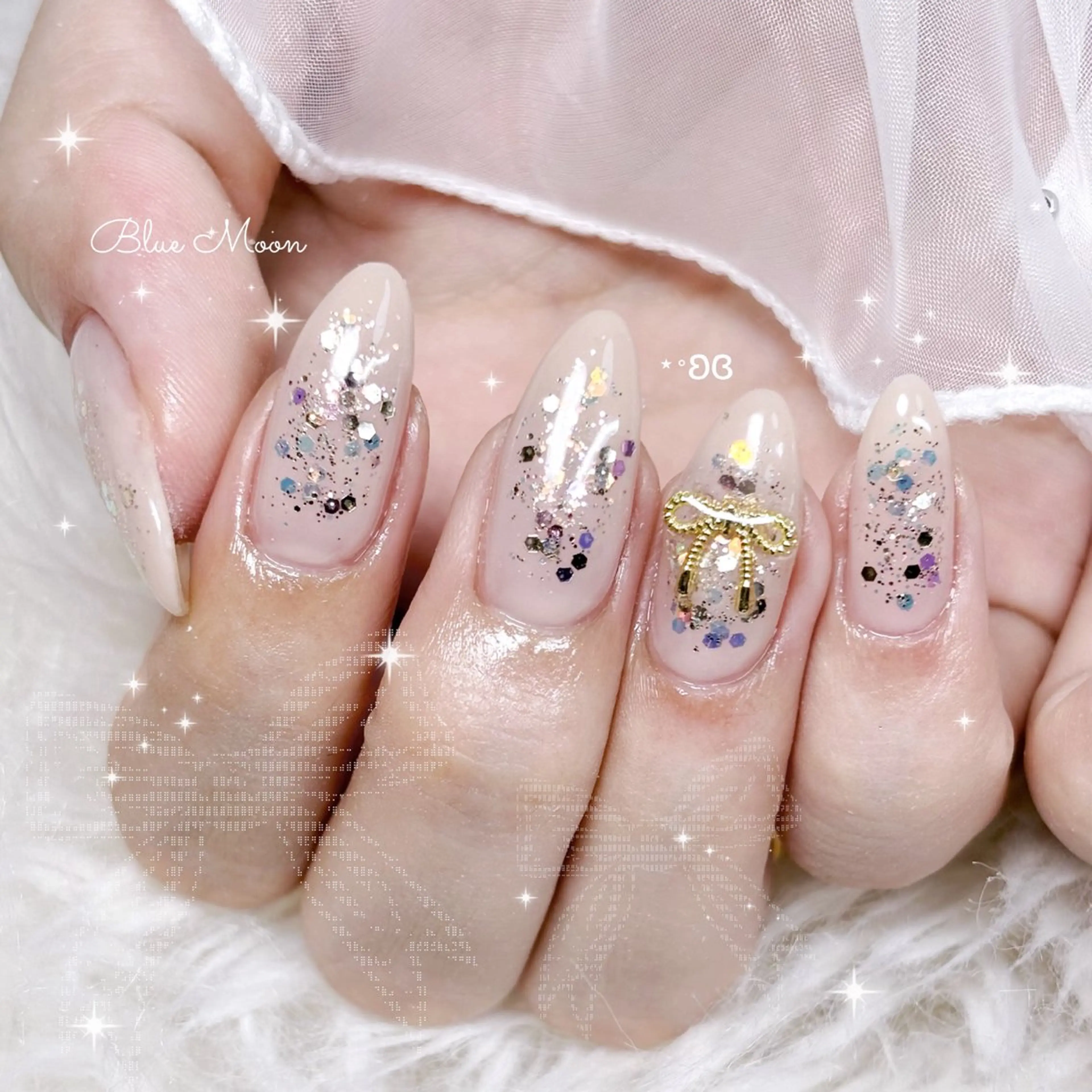 ネイル リボン ハンドネイル フットネイル ハンドケア nail salon Blue Moonのネイルデザイン