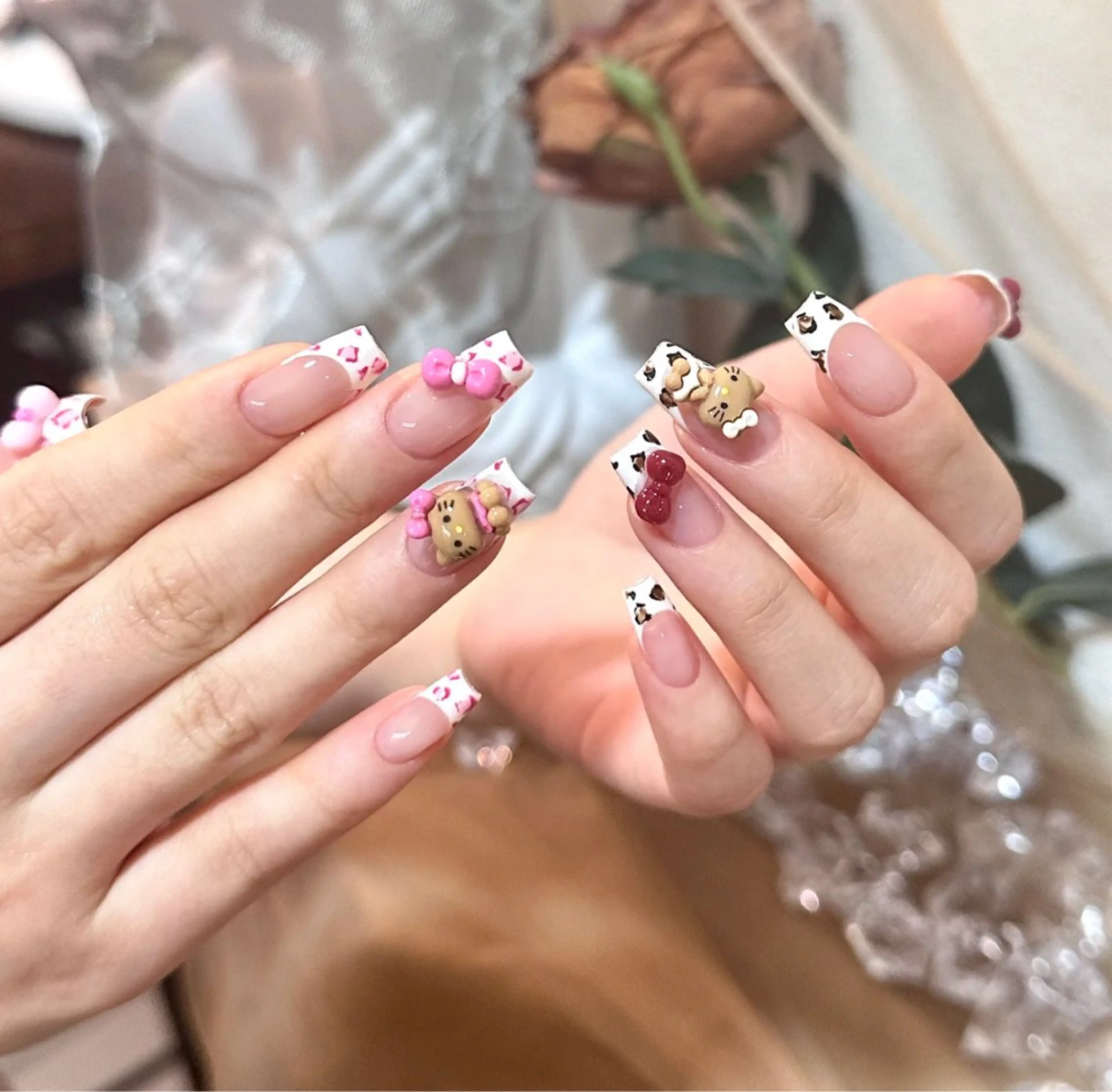 【新規ソフトジェルオフ無料】自爪持ち込みデザイン🎀アート/スートンやり放題コース！パーツ10個まで☆の写真