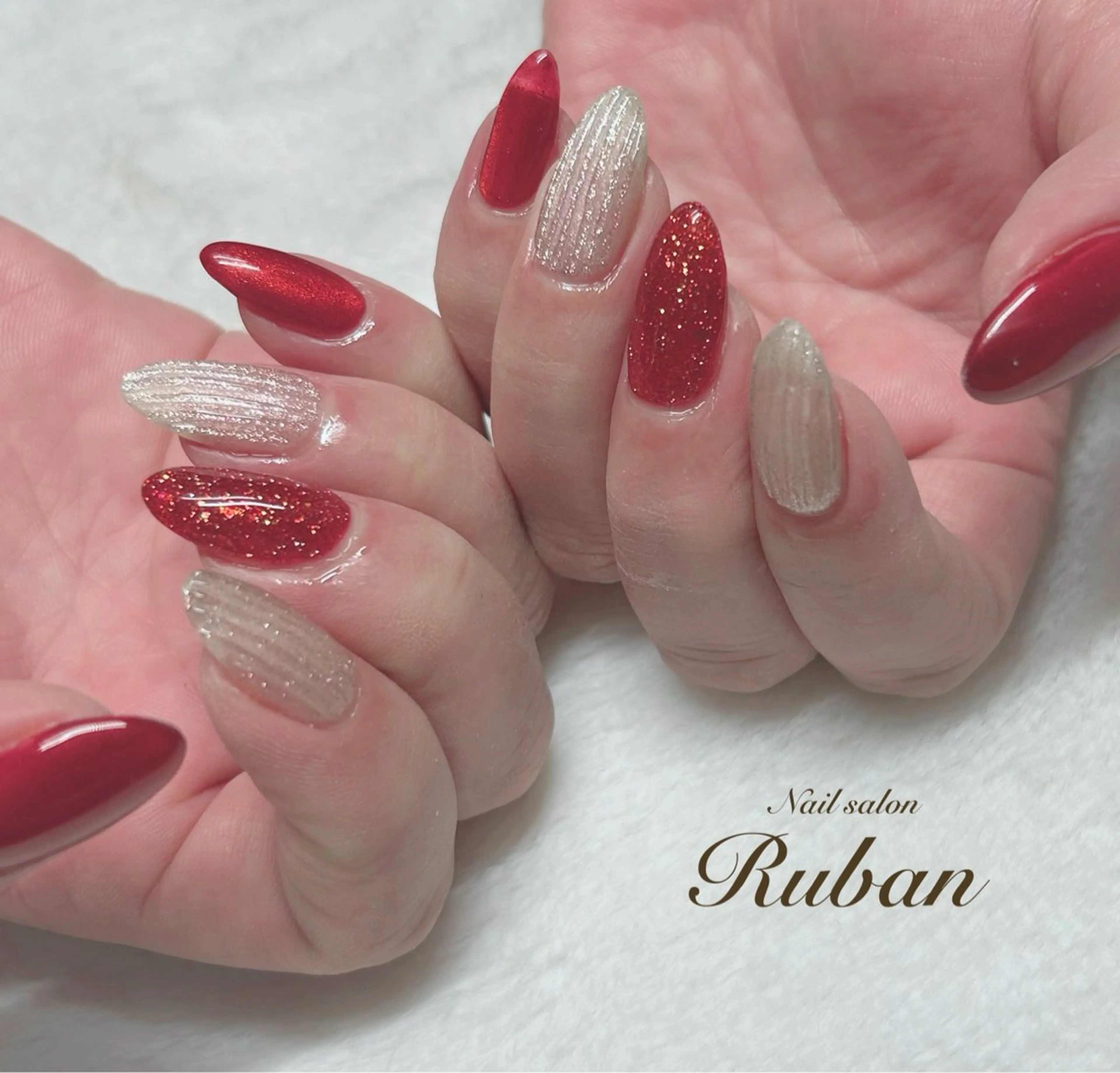 ネイル 長さ出し フラッシュネイル マグネットネイル スカルプネイル 冬ネイル Nail salon Ruban所属・Nail salon Rubanのネイルデザイン