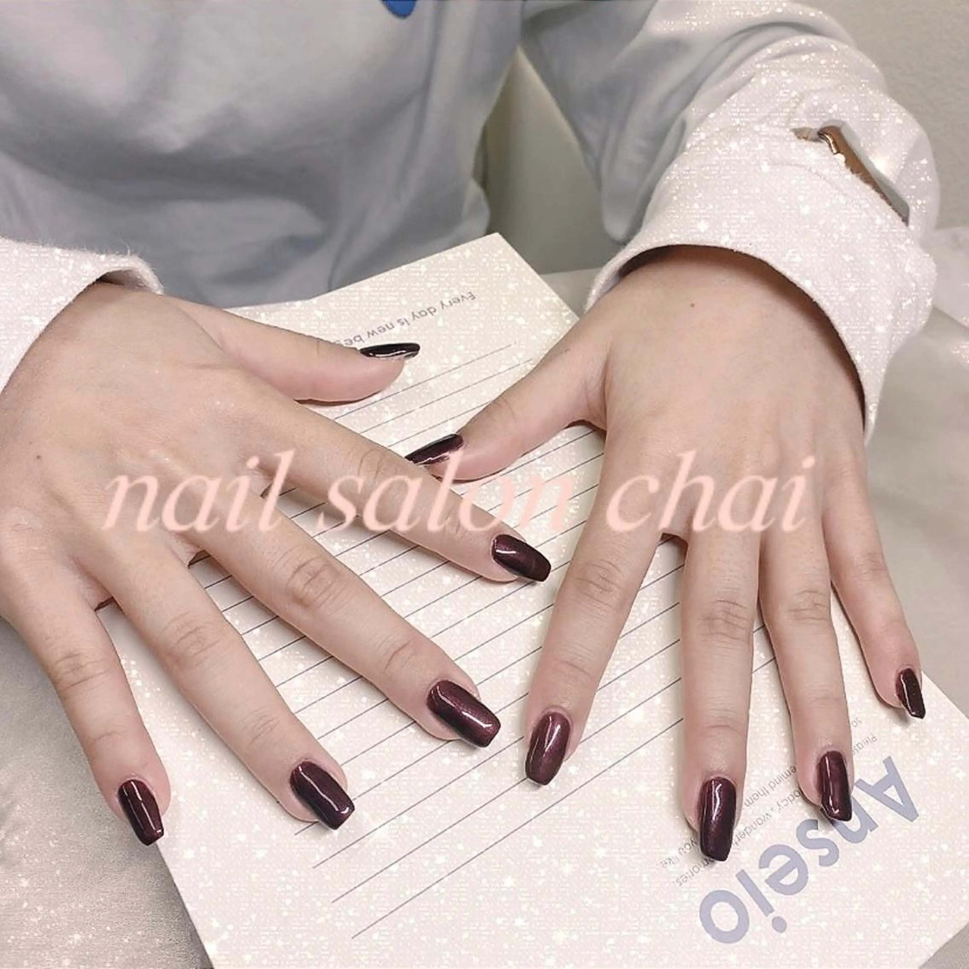 ネイル ボルドー ワンカラーネイル シンプルネイル nail salon chai 上本町のネイルデザイン