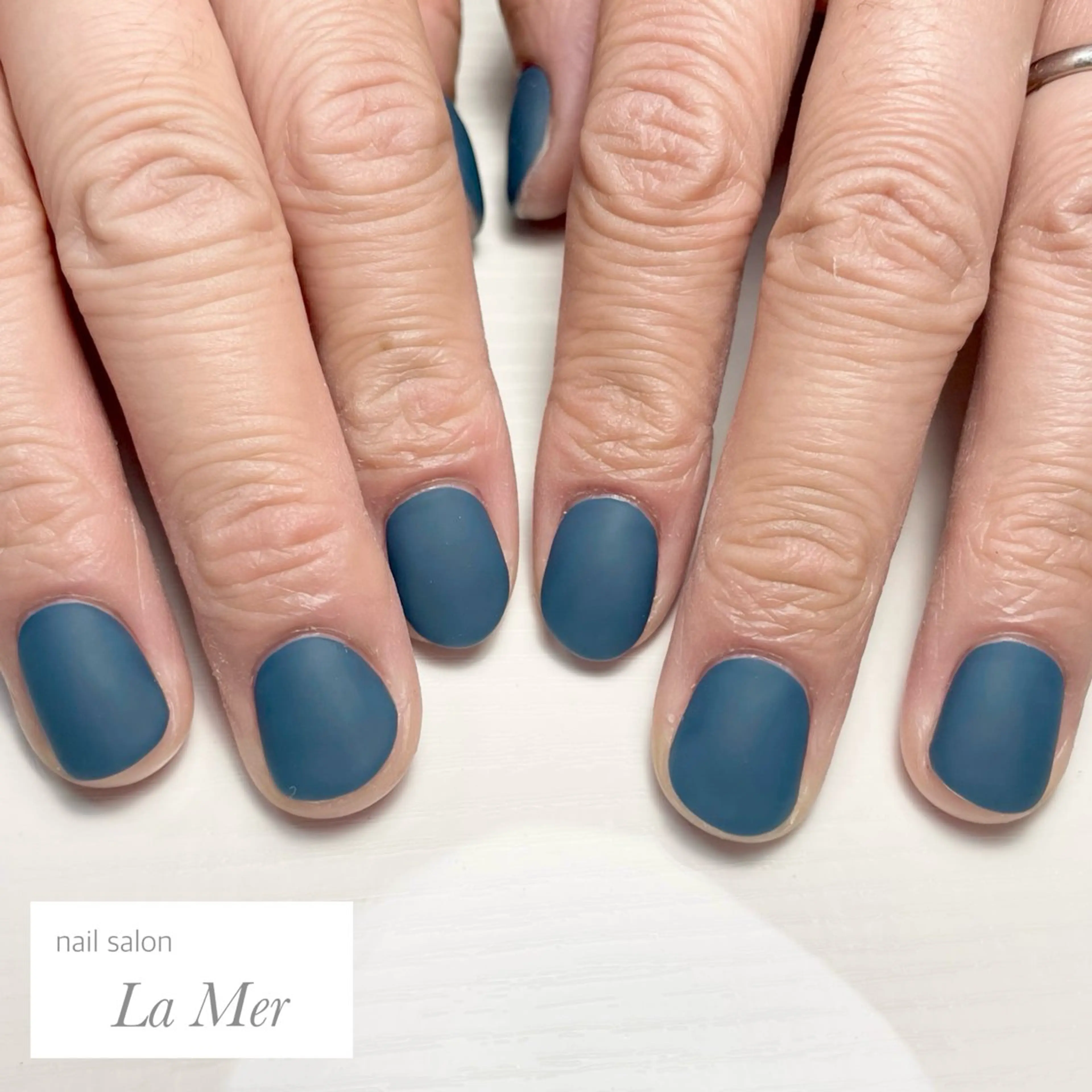 ネイル ブルー マットネイル メンズネイル ワンカラーネイル ショートネイル ハンドネイル nailsalon La Merのネイルデザイン