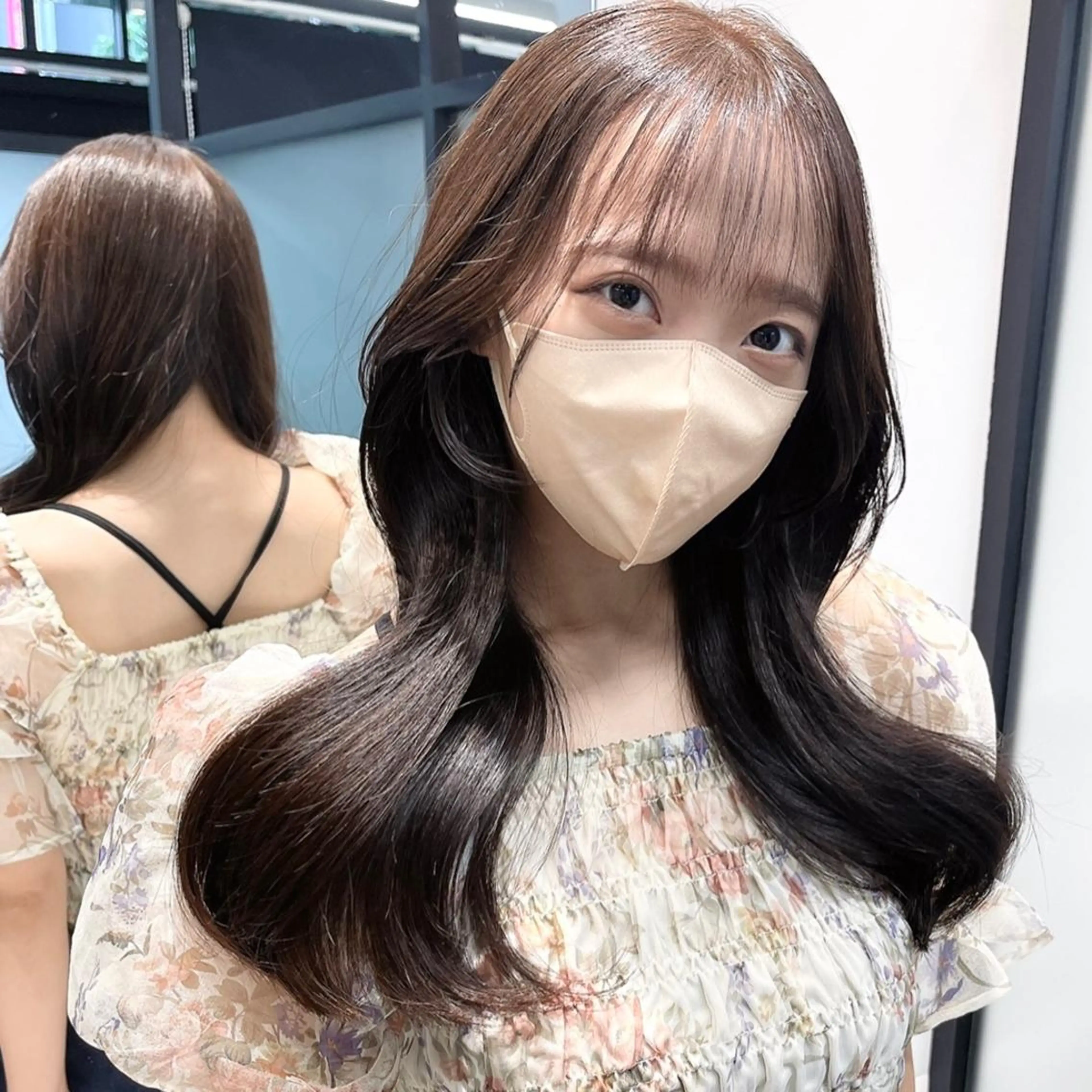 ロング ヘアカラー 縮毛矯正 トリートメント 韓国レイヤーカット 髪質改善▫️水野有真のヘアスタイル